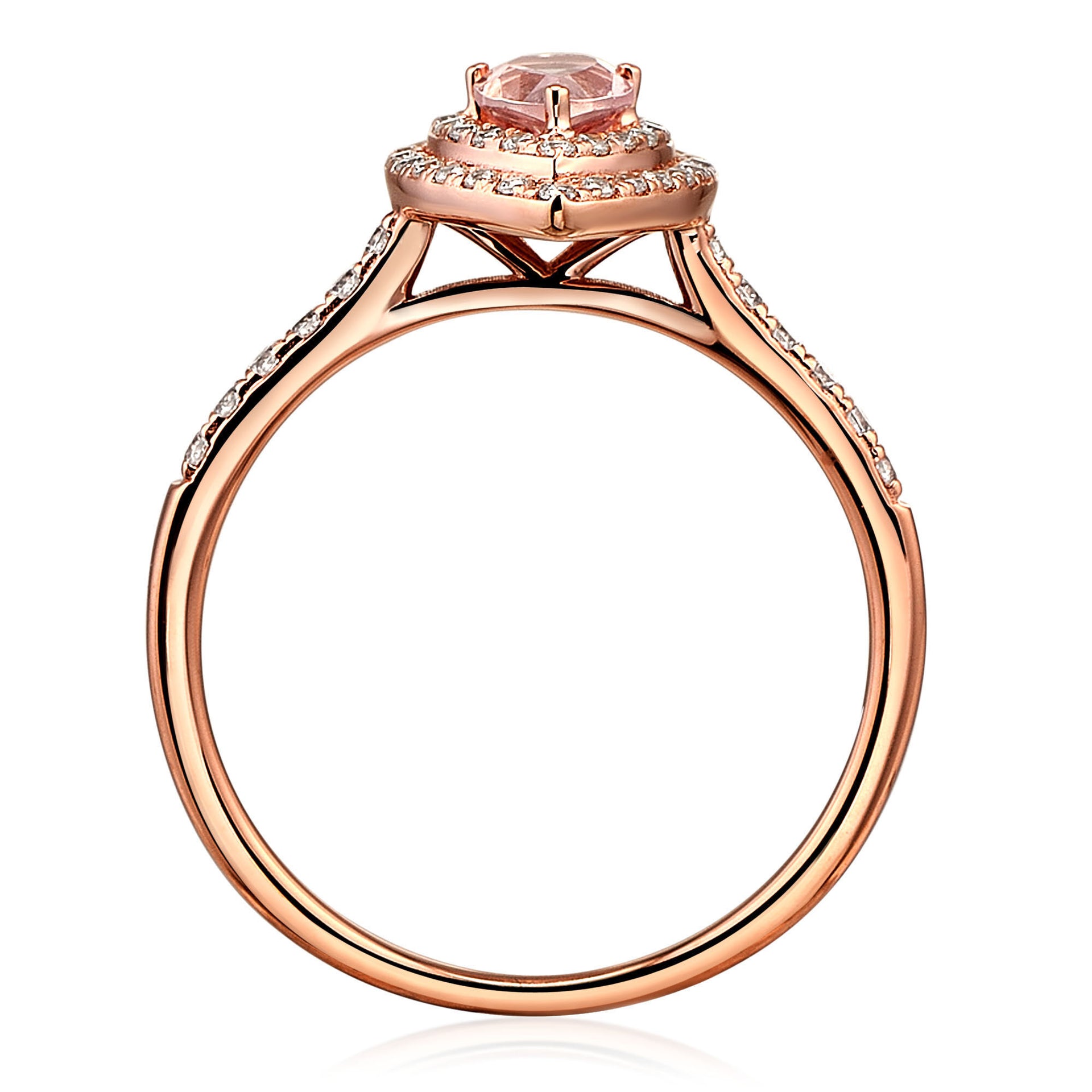 Morganite and Diamond Double Halo Ring in 10K Rose Gold (1/4 ct. tw.)