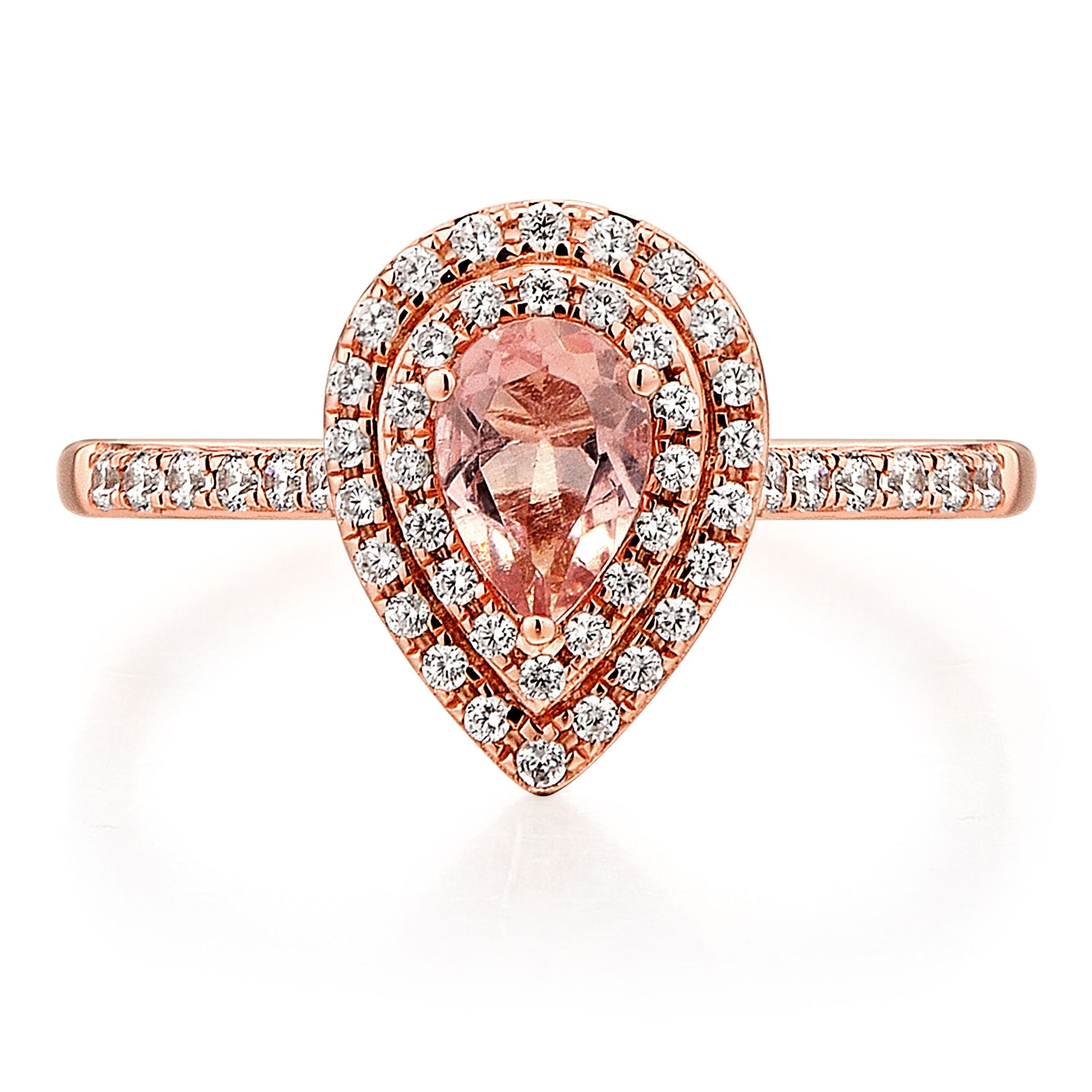 Morganite and Diamond Double Halo Ring in 10K Rose Gold (1/4 ct. tw.)
