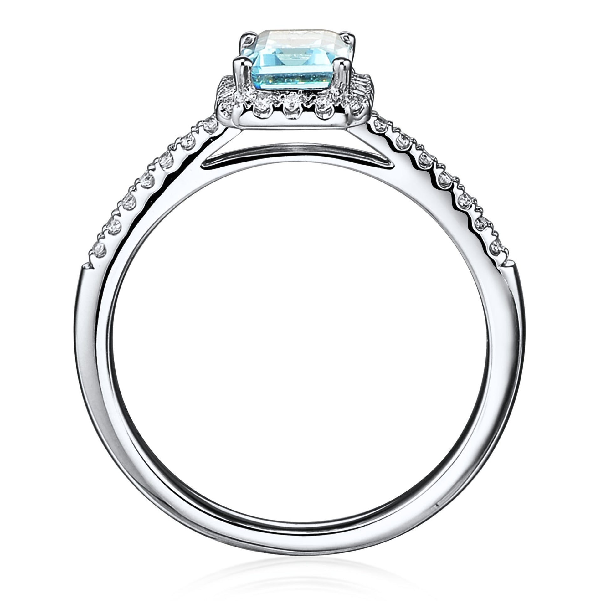 Aquamarine and Diamond Ring in 10K White Gold (1/8 ct. tw.)