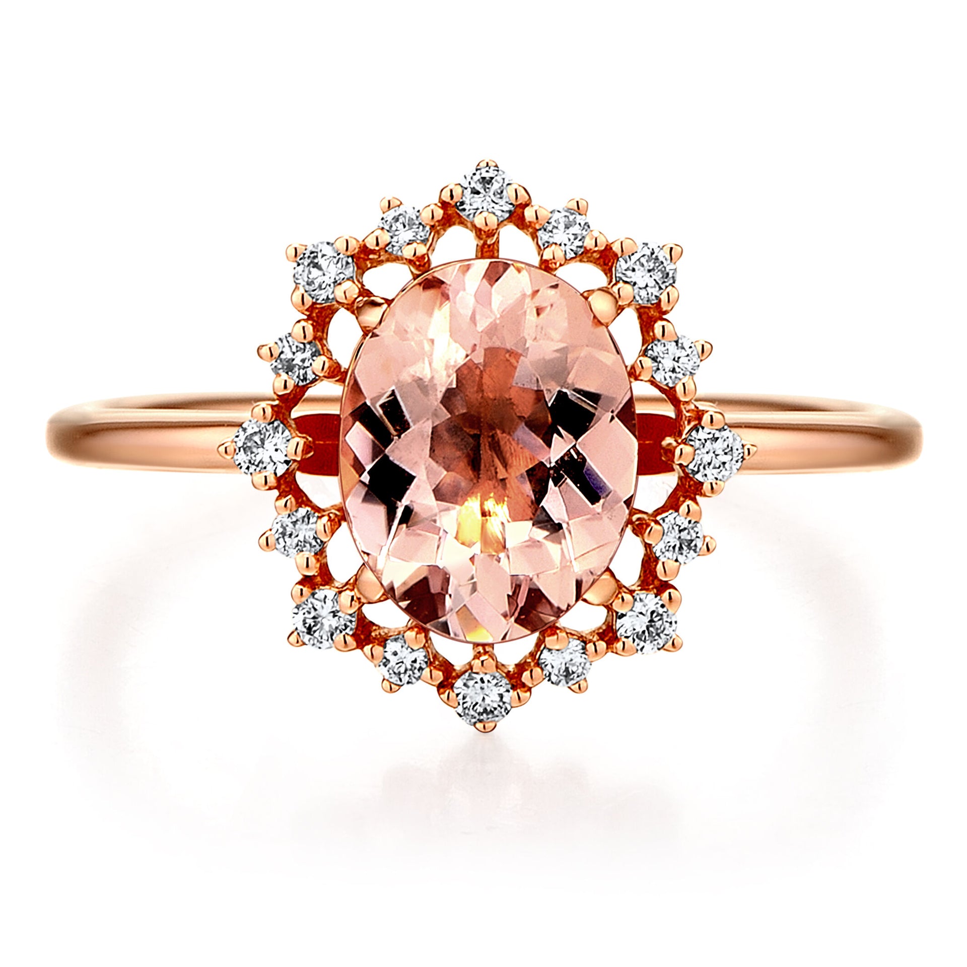 Morganite and Diamond Ring in 10K Rose Gold (1/7 ct. tw.)