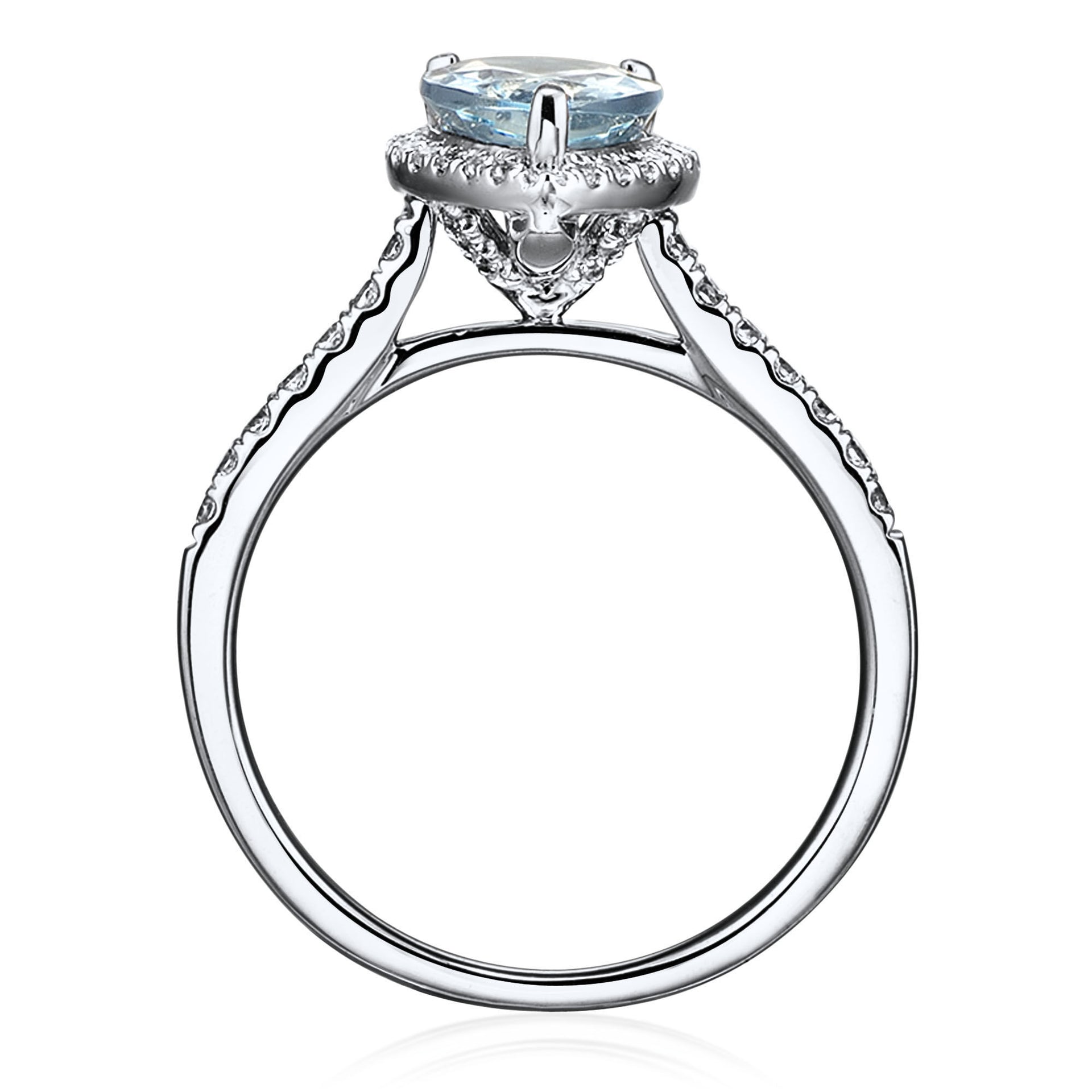 Aquamarine and Diamond Halo Ring in 10K White Gold (1/3 ct. tw.)