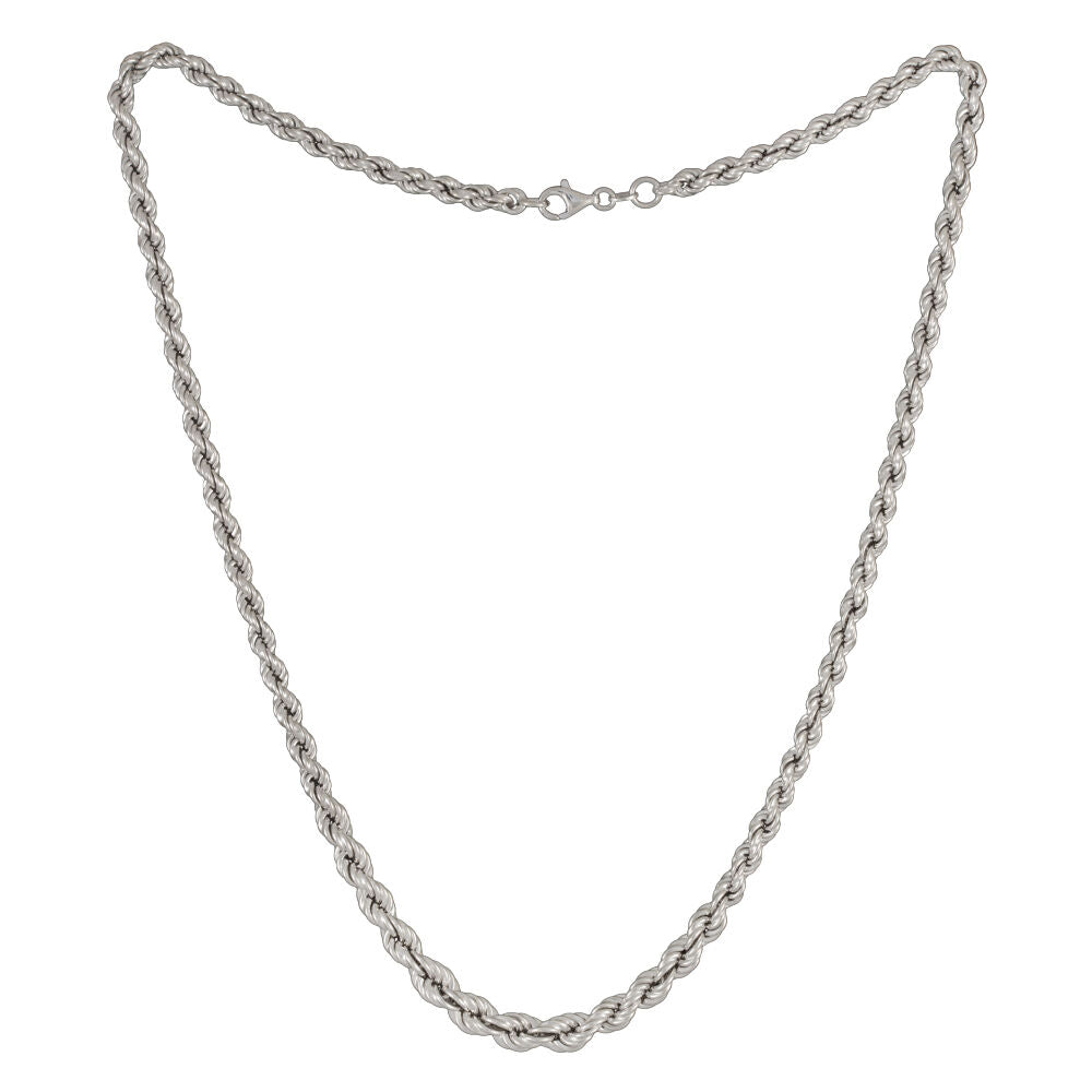 Graduated Rope Chain Necklace in Sterling Silver, 22”