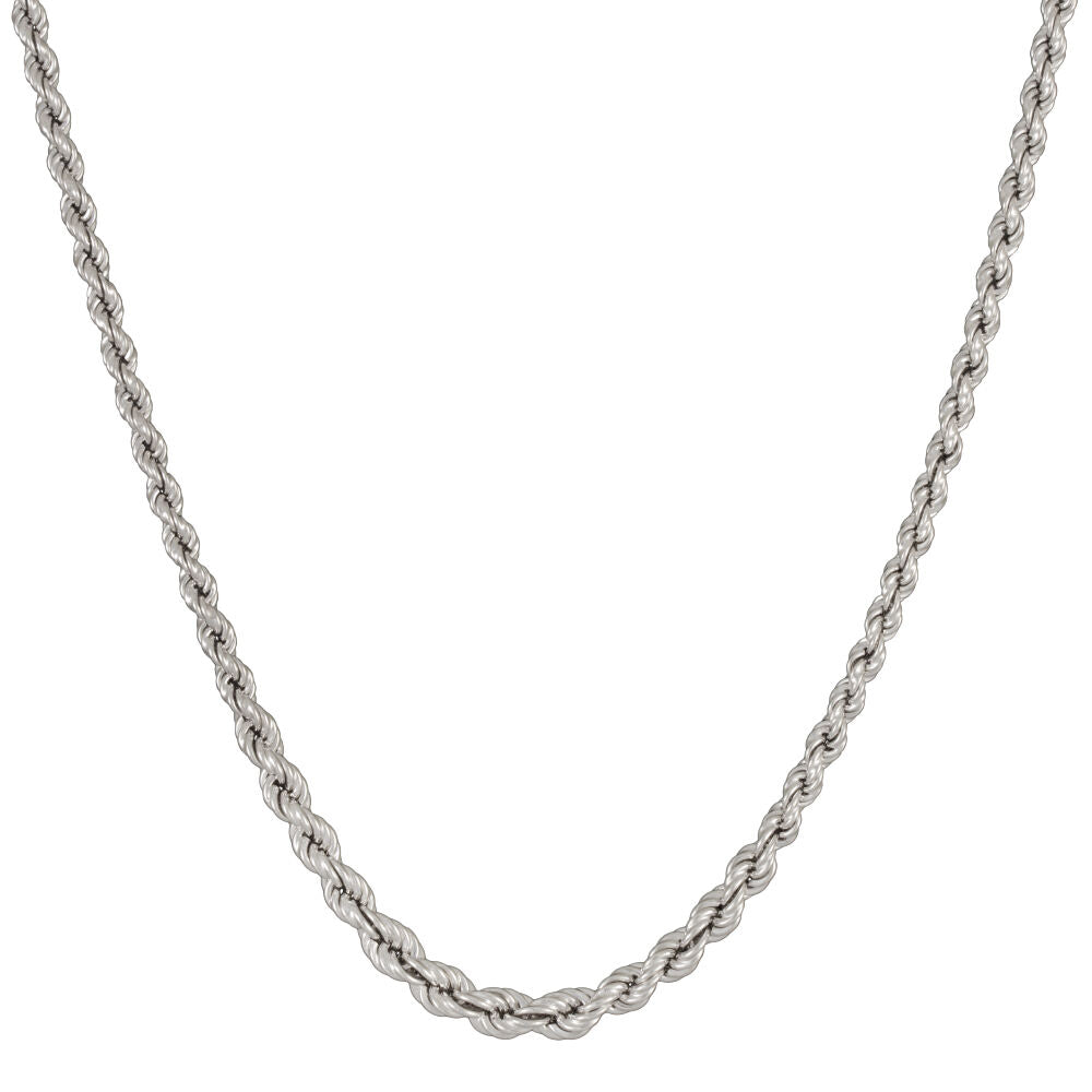 Graduated Rope Chain Necklace in Sterling Silver, 22”