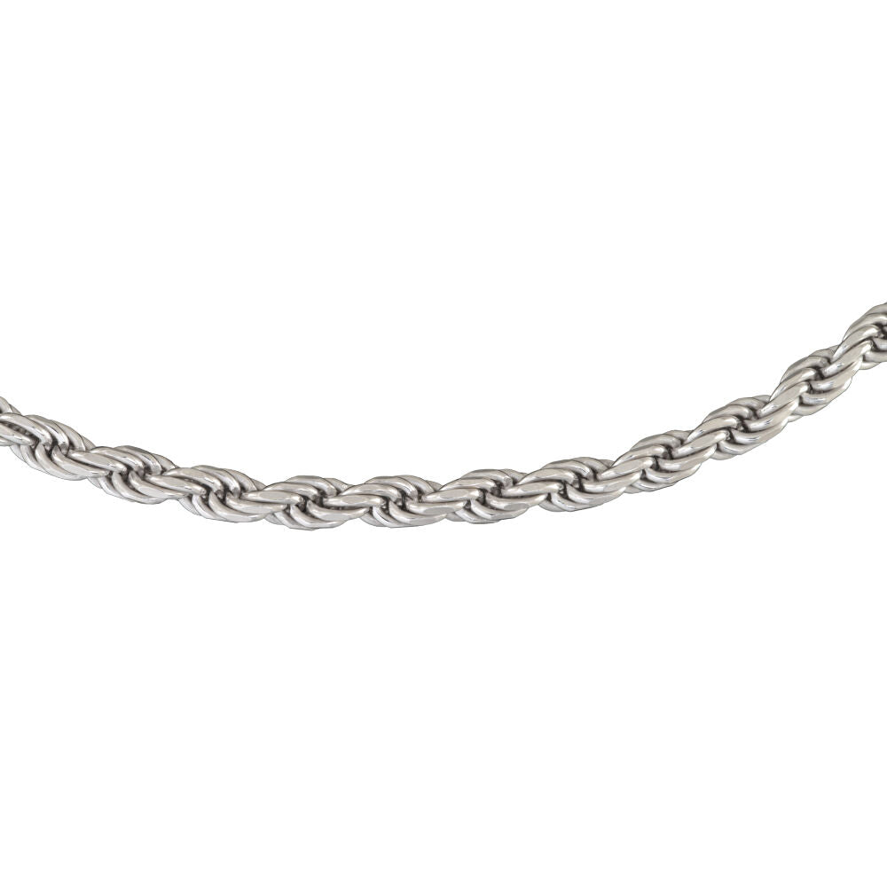 Solid Rope Chain Necklace in Sterling Silver, 22”