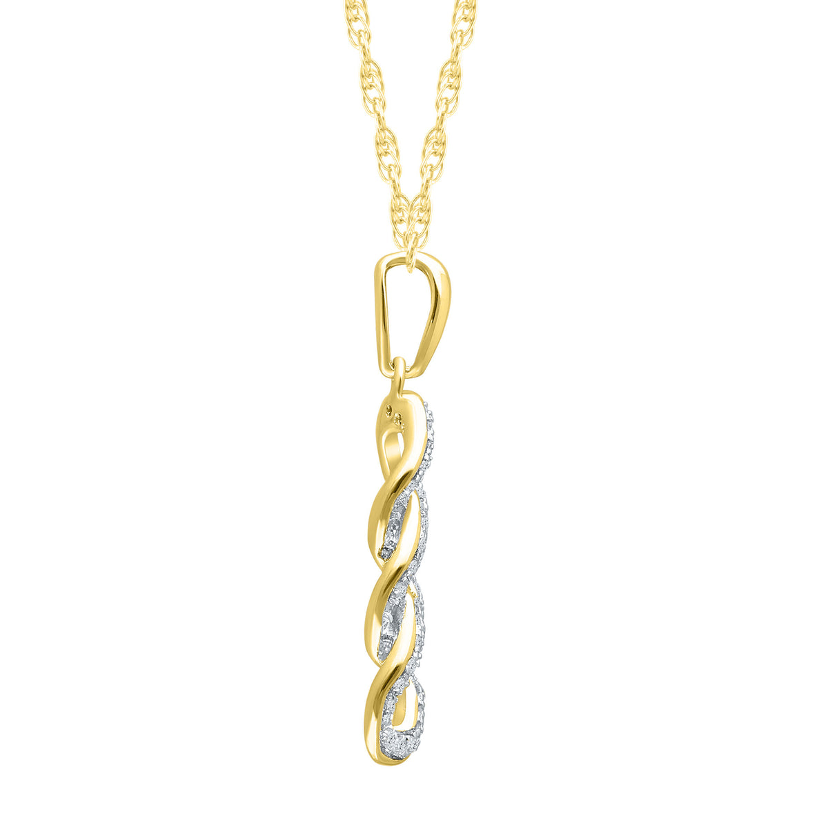 Diamond Curb Chain Pendant in 10K Yellow Gold (1/8 ct. tw.)
