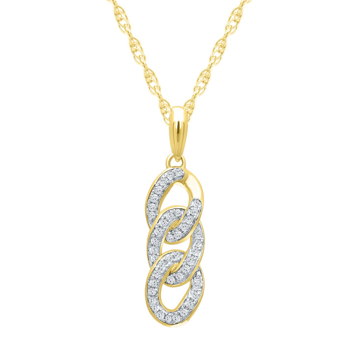 Diamond Curb Chain Pendant in 10K Yellow Gold (1/8 ct. tw.)