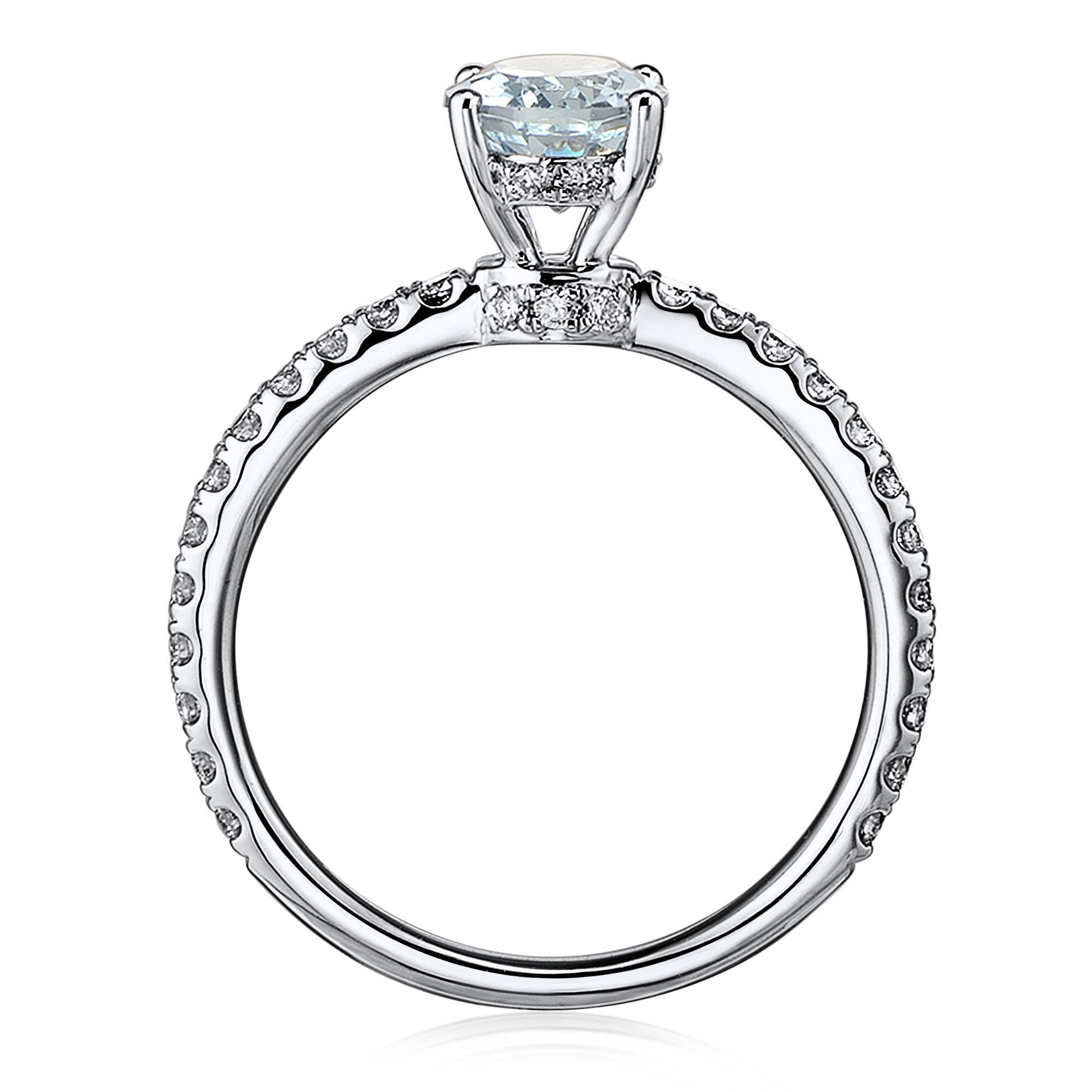 Aquamarine and Diamond Ring in 10K White Gold (1/3 ct. tw.)