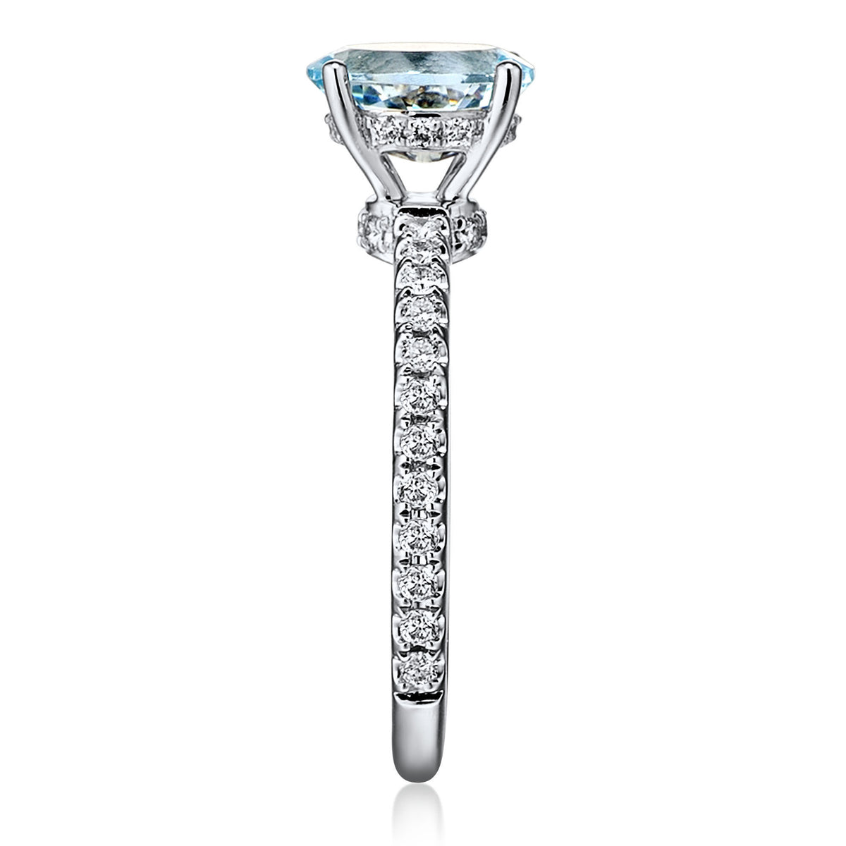 Aquamarine and Diamond Ring in 10K White Gold (1/3 ct. tw.)
