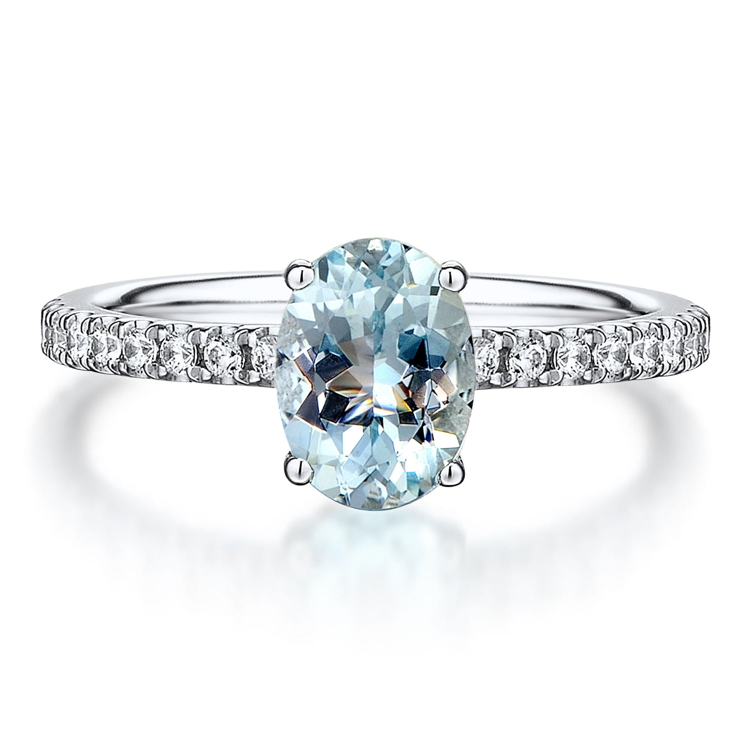 Aquamarine and Diamond Ring in 10K White Gold (1/3 ct. tw.)