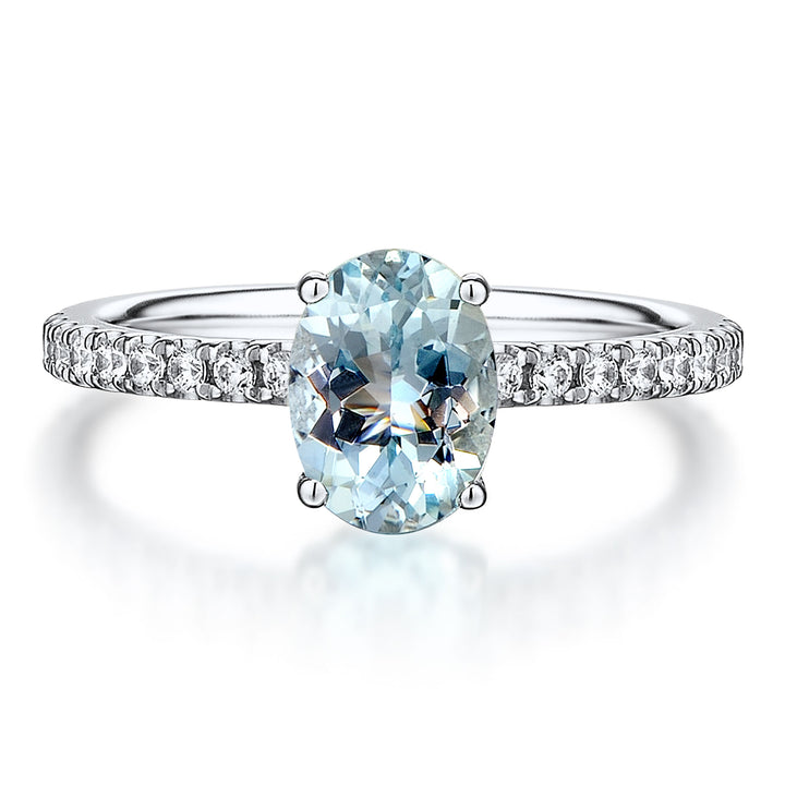 Aquamarine and Diamond Ring in 10K White Gold (1/3 ct. tw.)