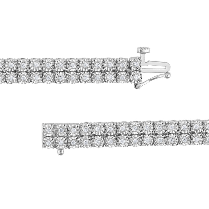 Diamond Two-Row Tennis Bracelet in Sterling Silver, 8.25" (1 ct. tw.)
