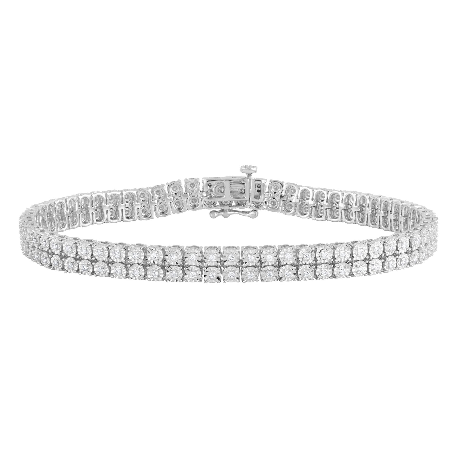 Diamond Two-Row Tennis Bracelet in Sterling Silver, 8.25" (1 ct. tw.)