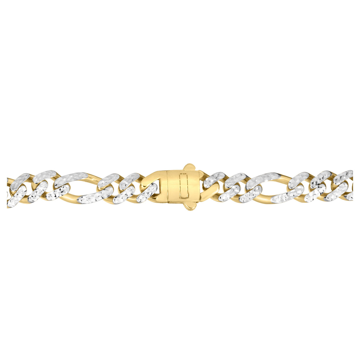 Diamond Cut Figaro Bracelet in 14K Yellow Gold, 8MM, 8.25”
