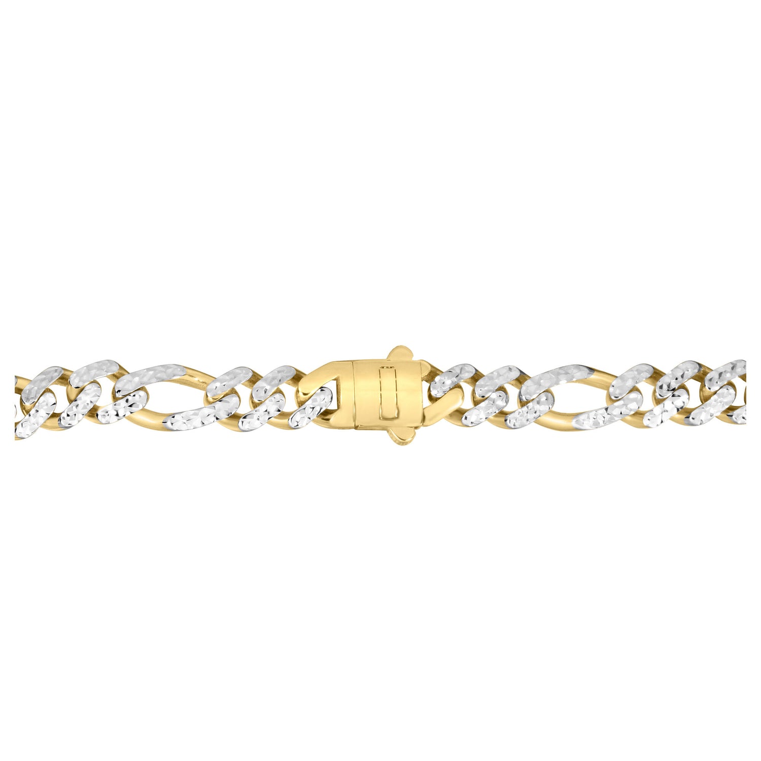 Diamond Cut Figaro Bracelet in 14K Yellow Gold, 8MM, 8.25”