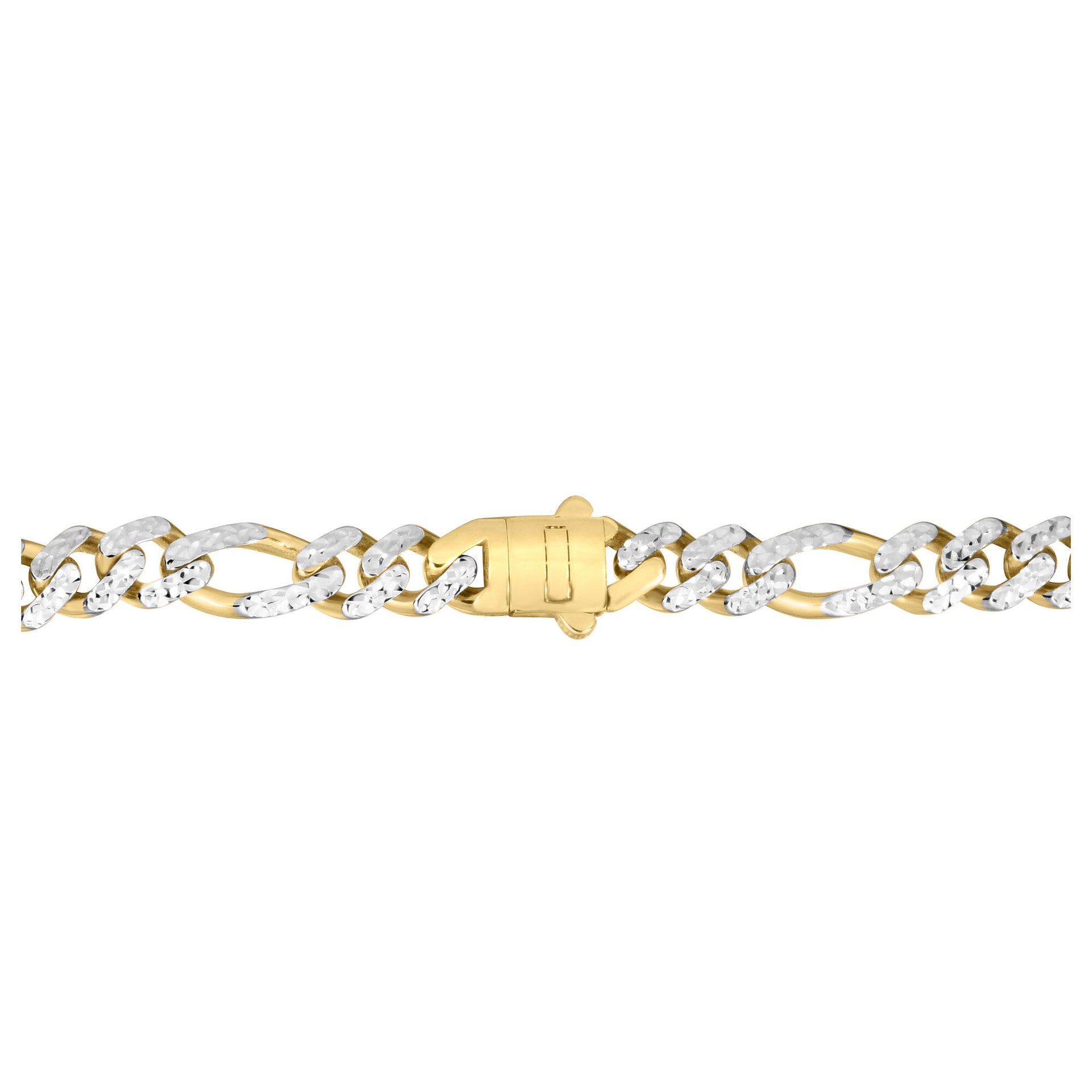 Diamond Cut Figaro Bracelet in 14K Yellow Gold, 8MM, 8.25”