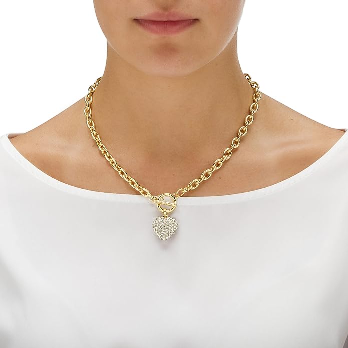 18K Gold Heart Charm Embellished Necklace
