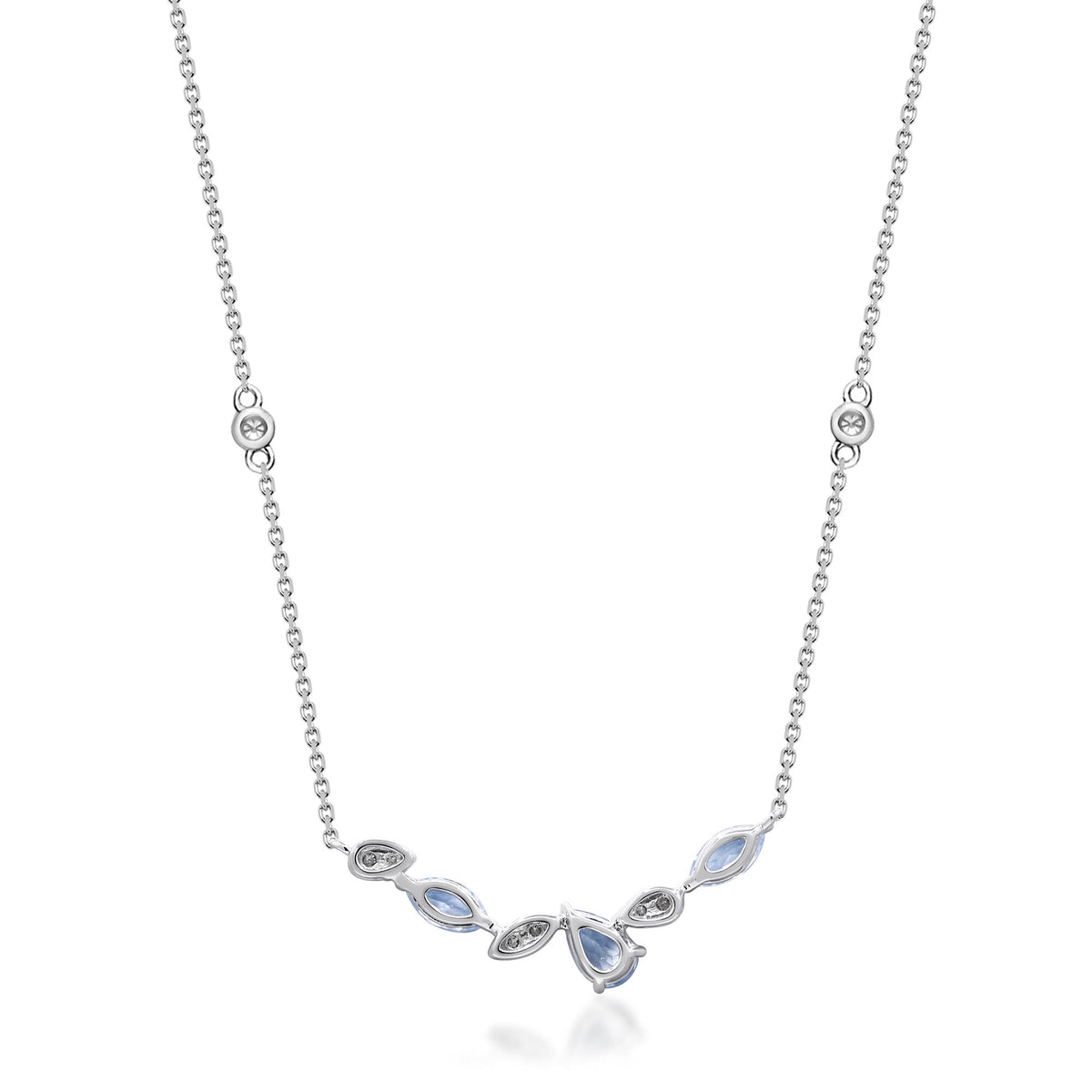 Aquamarine and Diamond Necklace in 10K White Gold (1/4 ct. tw.)
