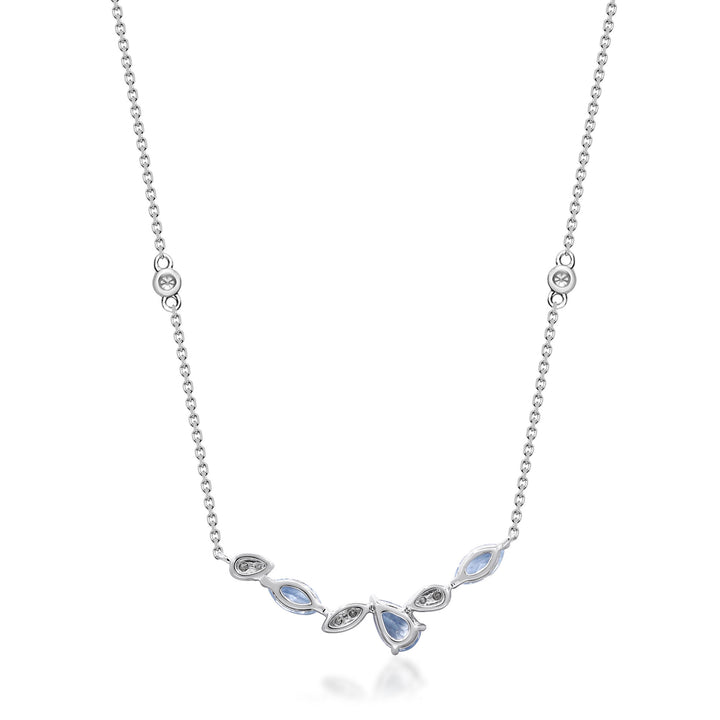 Aquamarine and Diamond Necklace in 10K White Gold (1/4 ct. tw.)
