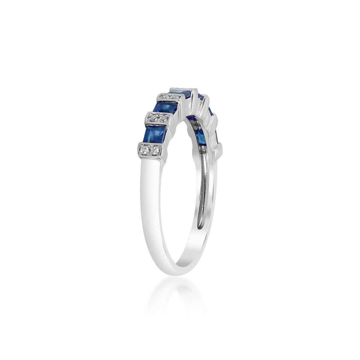 Princess-Cut Blue Sapphire and Diamond Accent Ring in 10K White Gold