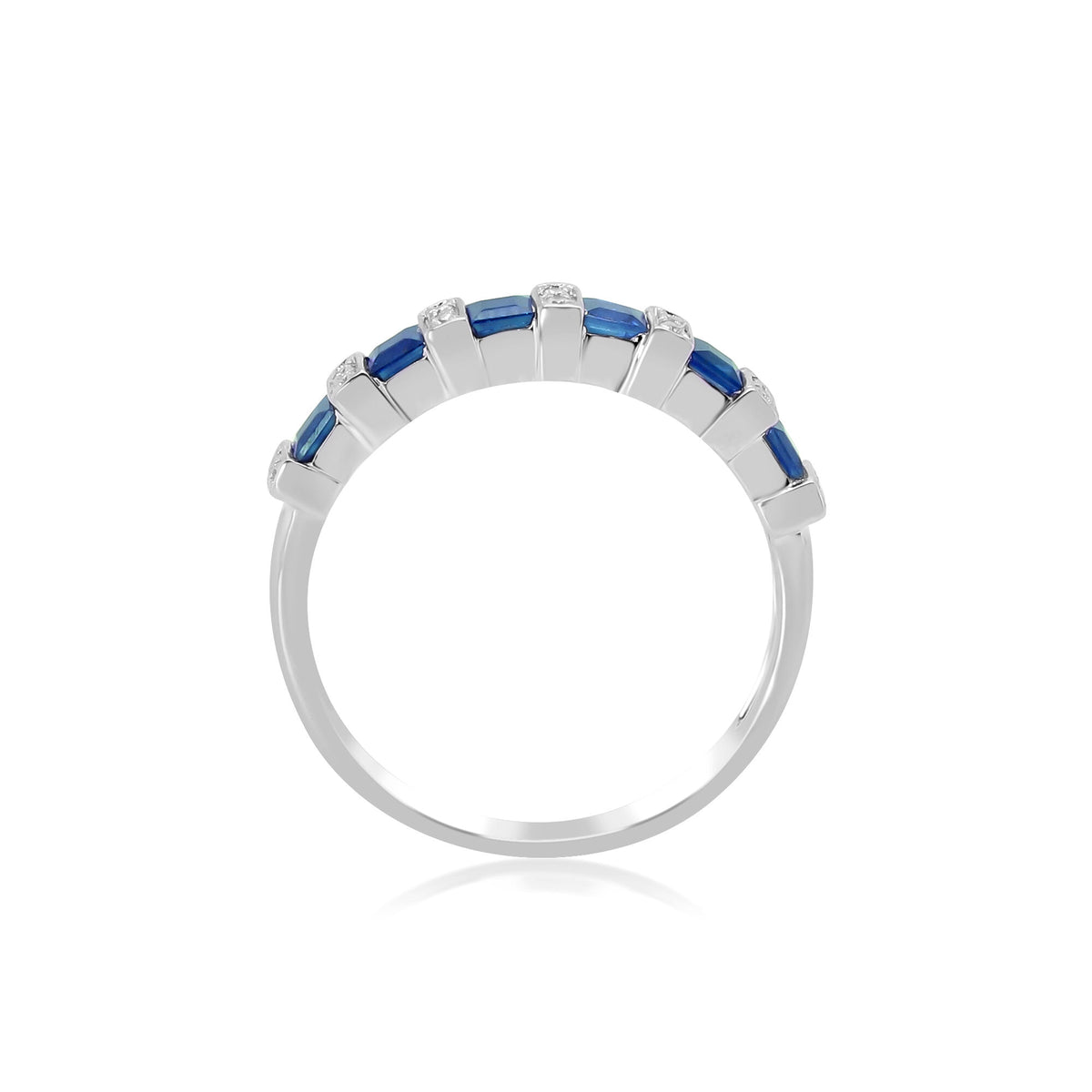 Princess-Cut Blue Sapphire and Diamond Accent Ring in 10K White Gold
