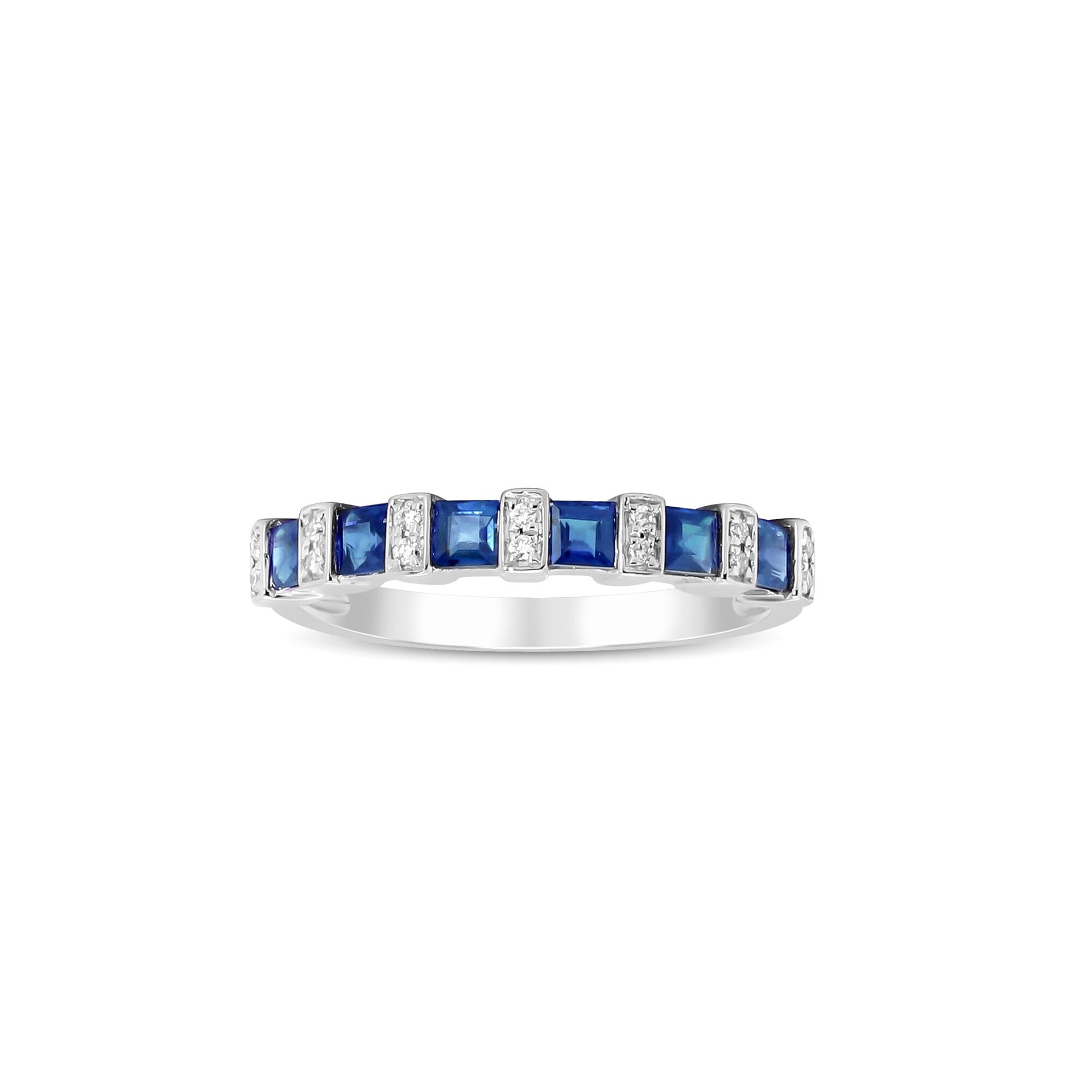 Princess-Cut Blue Sapphire and Diamond Accent Ring in 10K White Gold