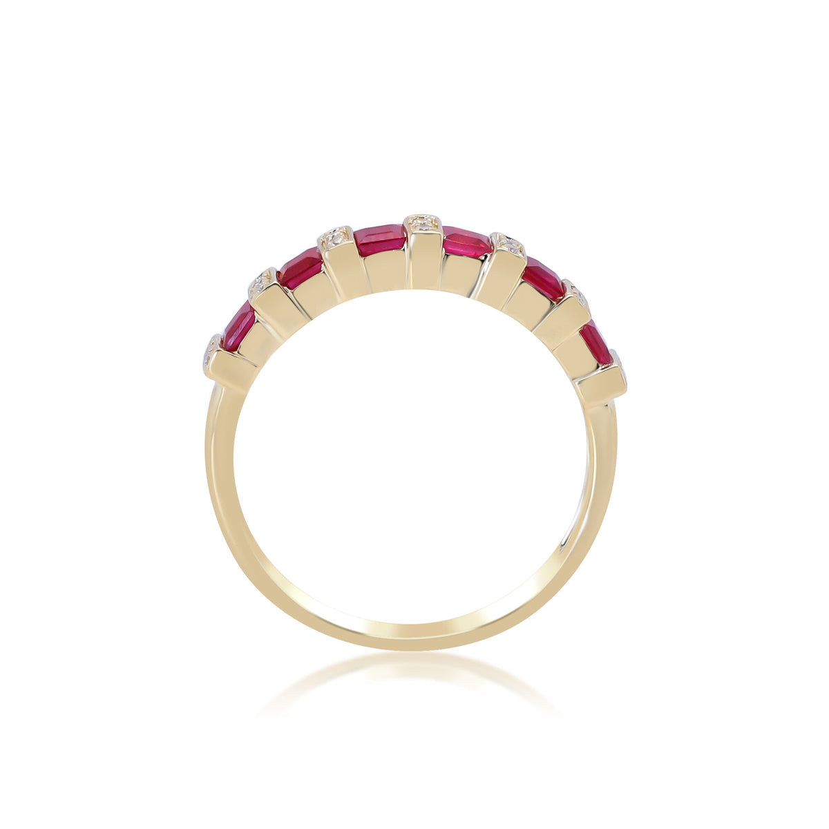 Princess-Cut Ruby and Diamond Accent Ring in 10K Yellow Gold