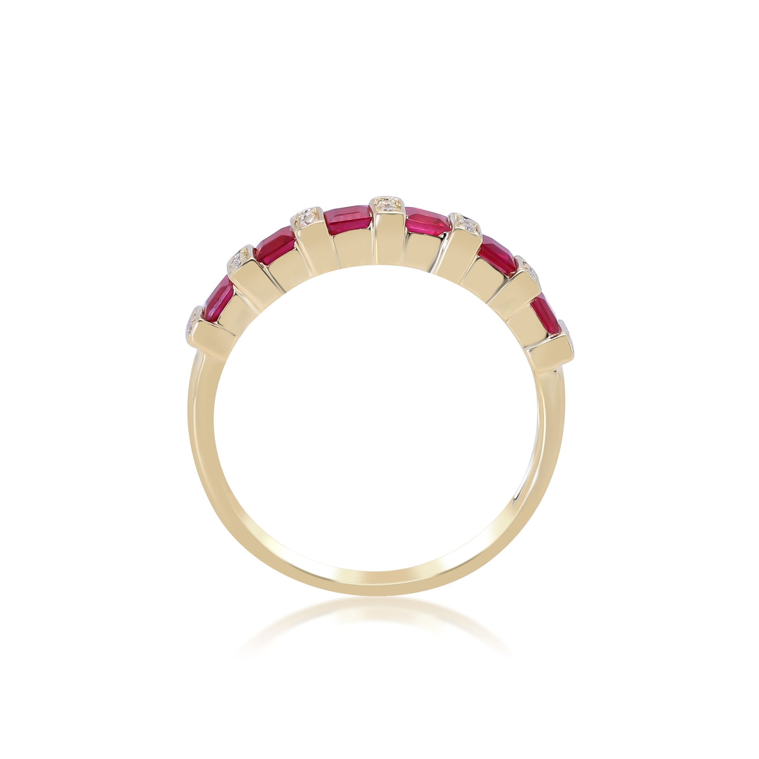 Princess-Cut Ruby and Diamond Accent Ring in 10K Yellow Gold