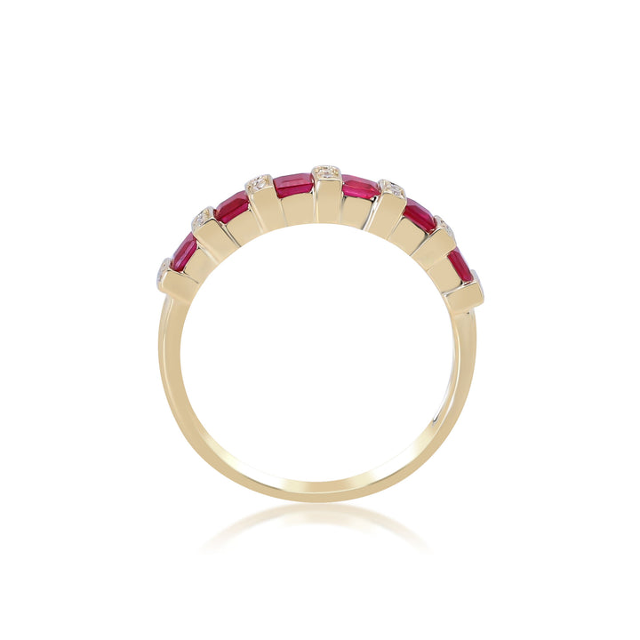 Princess-Cut Ruby and Diamond Accent Ring in 10K Yellow Gold