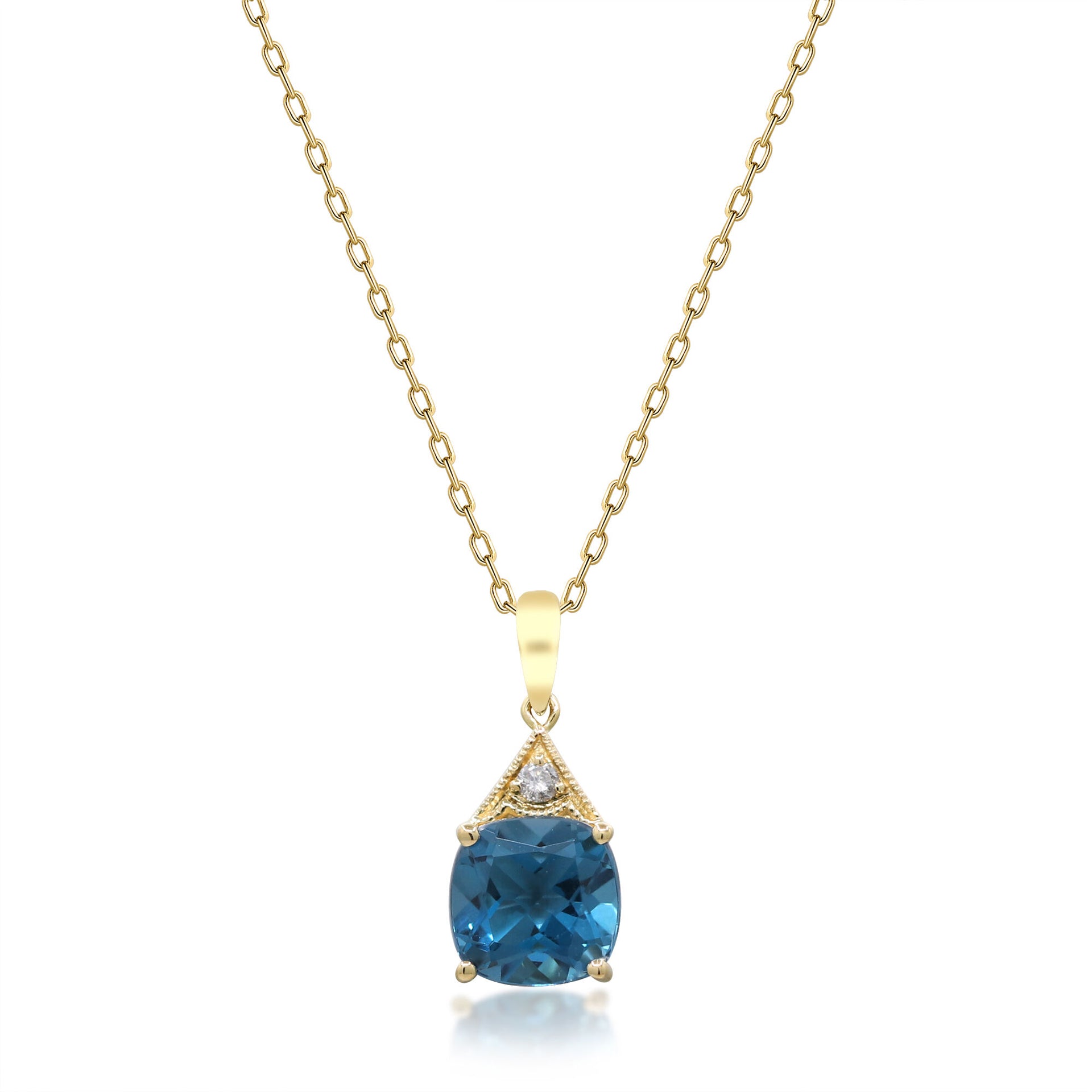 Blue Topaz and Diamond Accent Pendant in 10K Yellow Gold