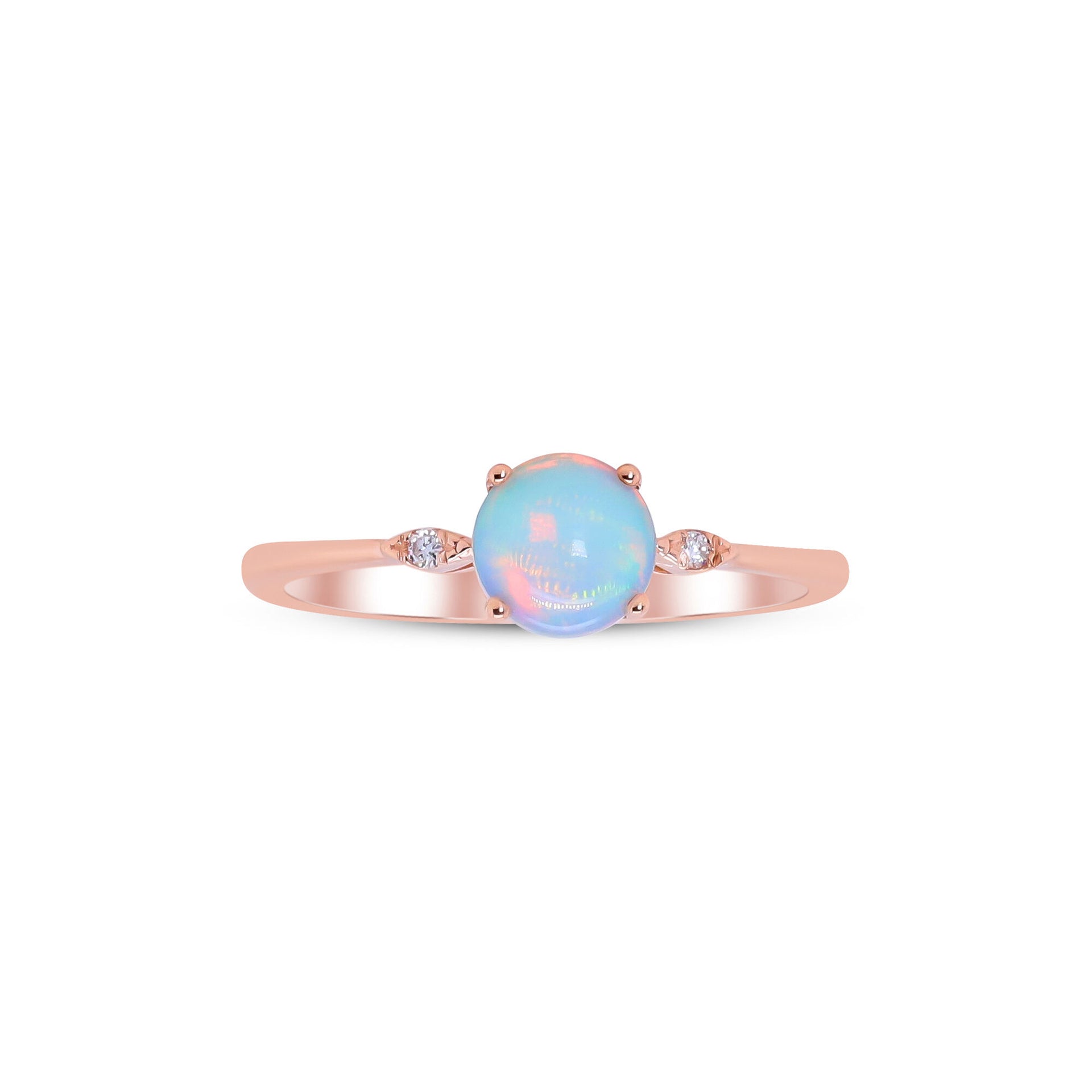 Opal and Diamond Accent Ring in 10K Rose Gold