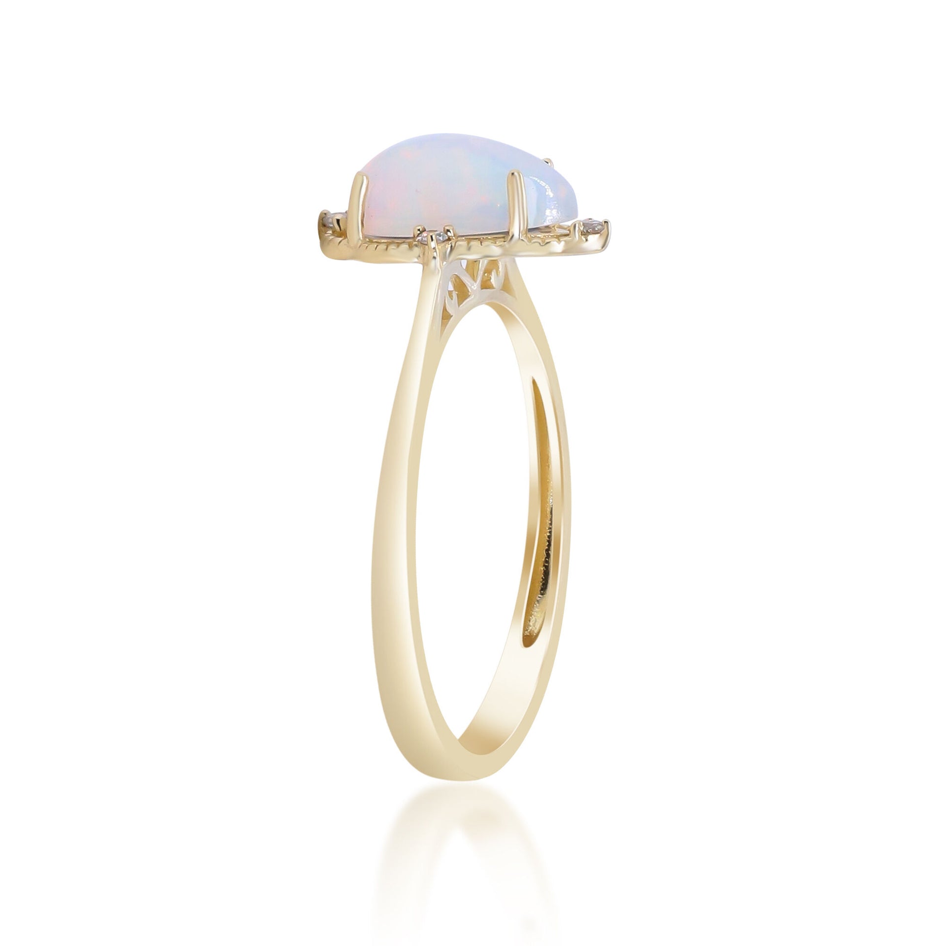 Opal and Diamond Accent Ring in 10K Yellow Gold