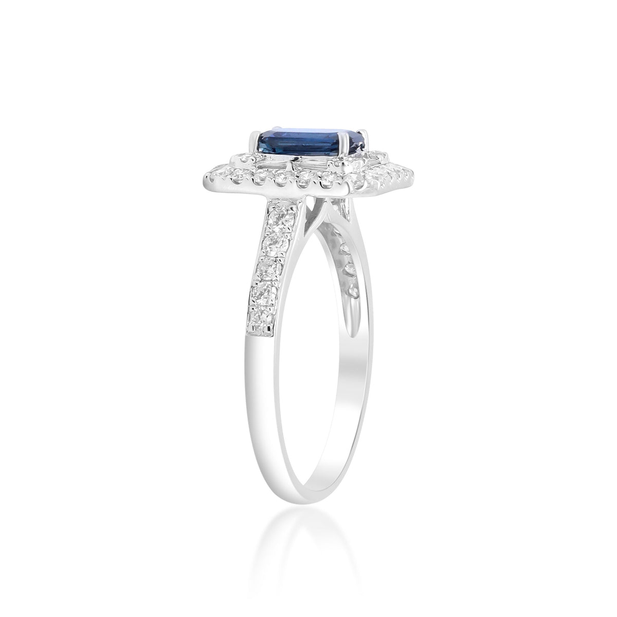 Blue Sapphire and Diamond Ring in 10K White Gold (5/8 ct. tw.)