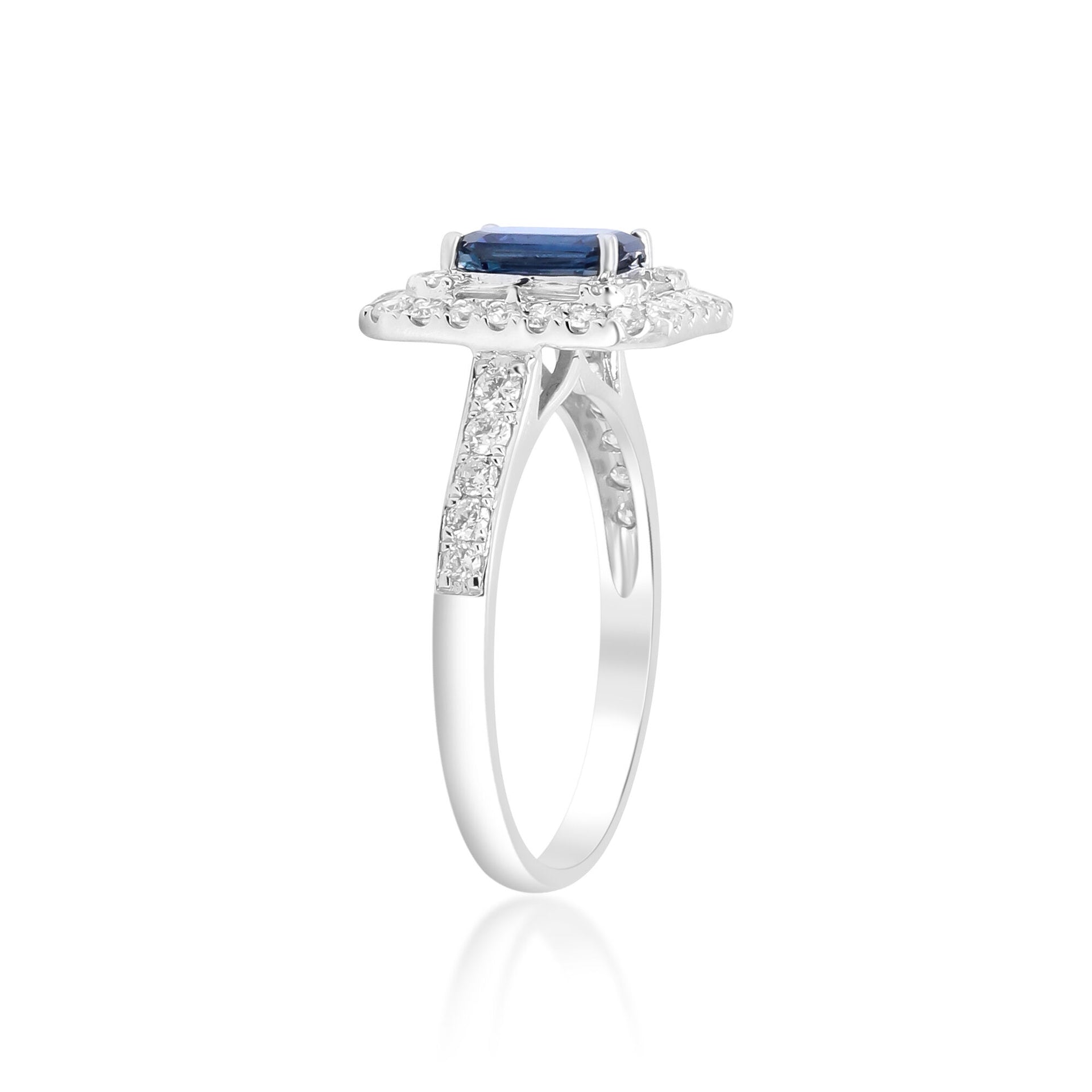 Blue Sapphire and Diamond Ring in 10K White Gold (5/8 ct. tw.)