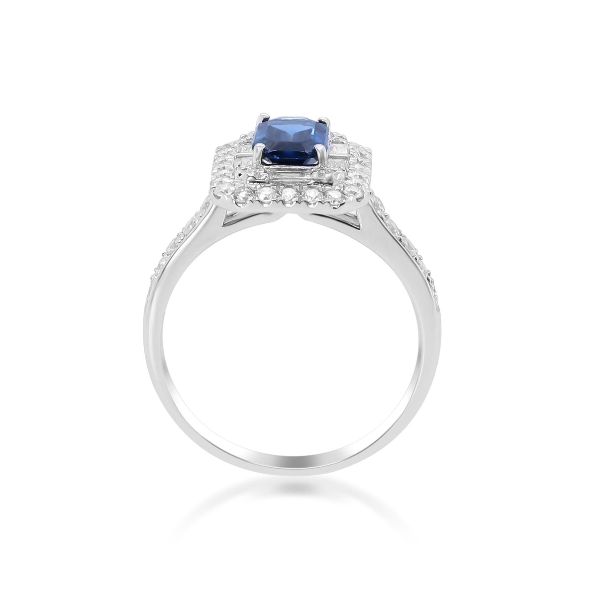 Blue Sapphire and Diamond Ring in 10K White Gold (5/8 ct. tw.)