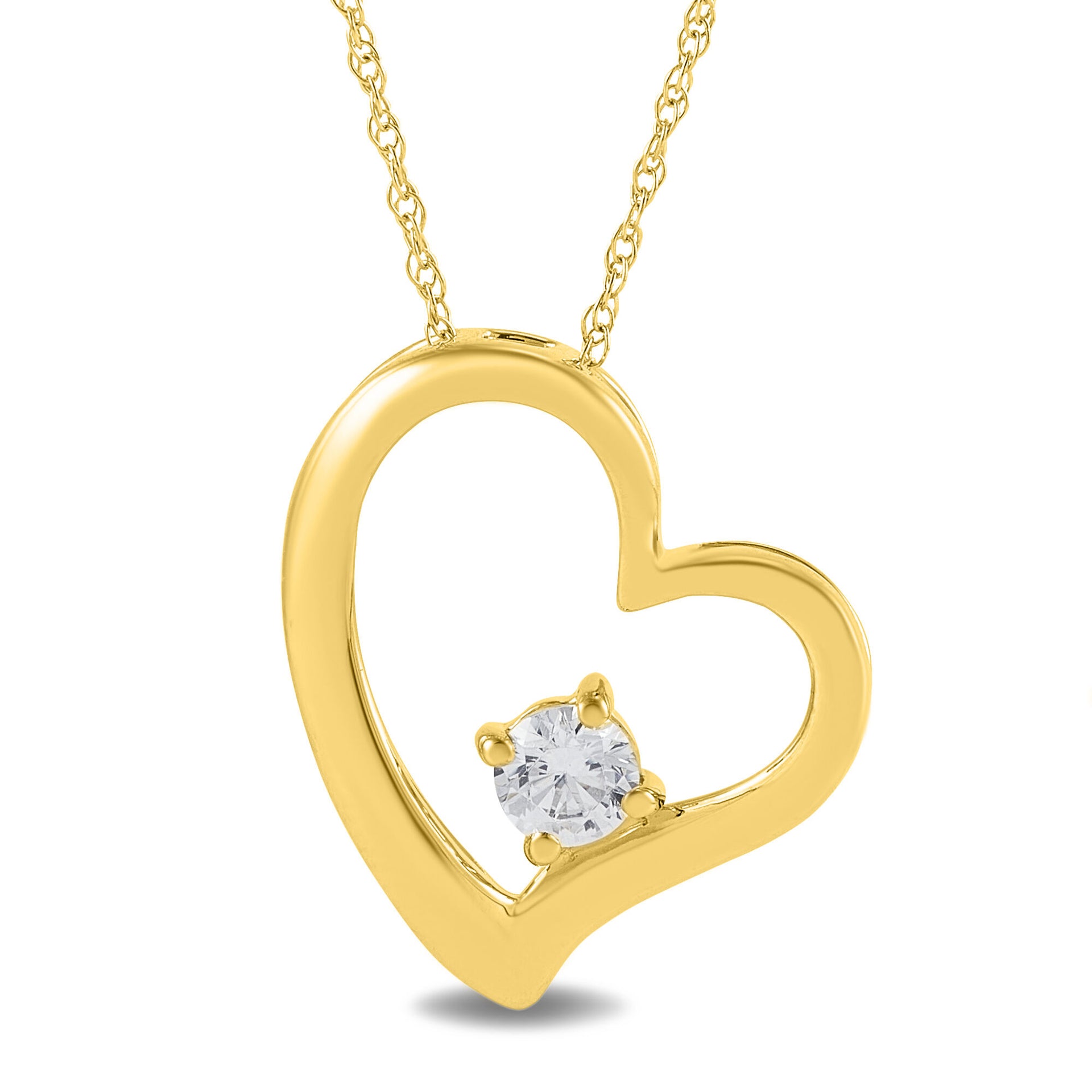 Lab Grown Diamond Heart Pendant in 10K Yellow Gold (1/5 ct. tw.)