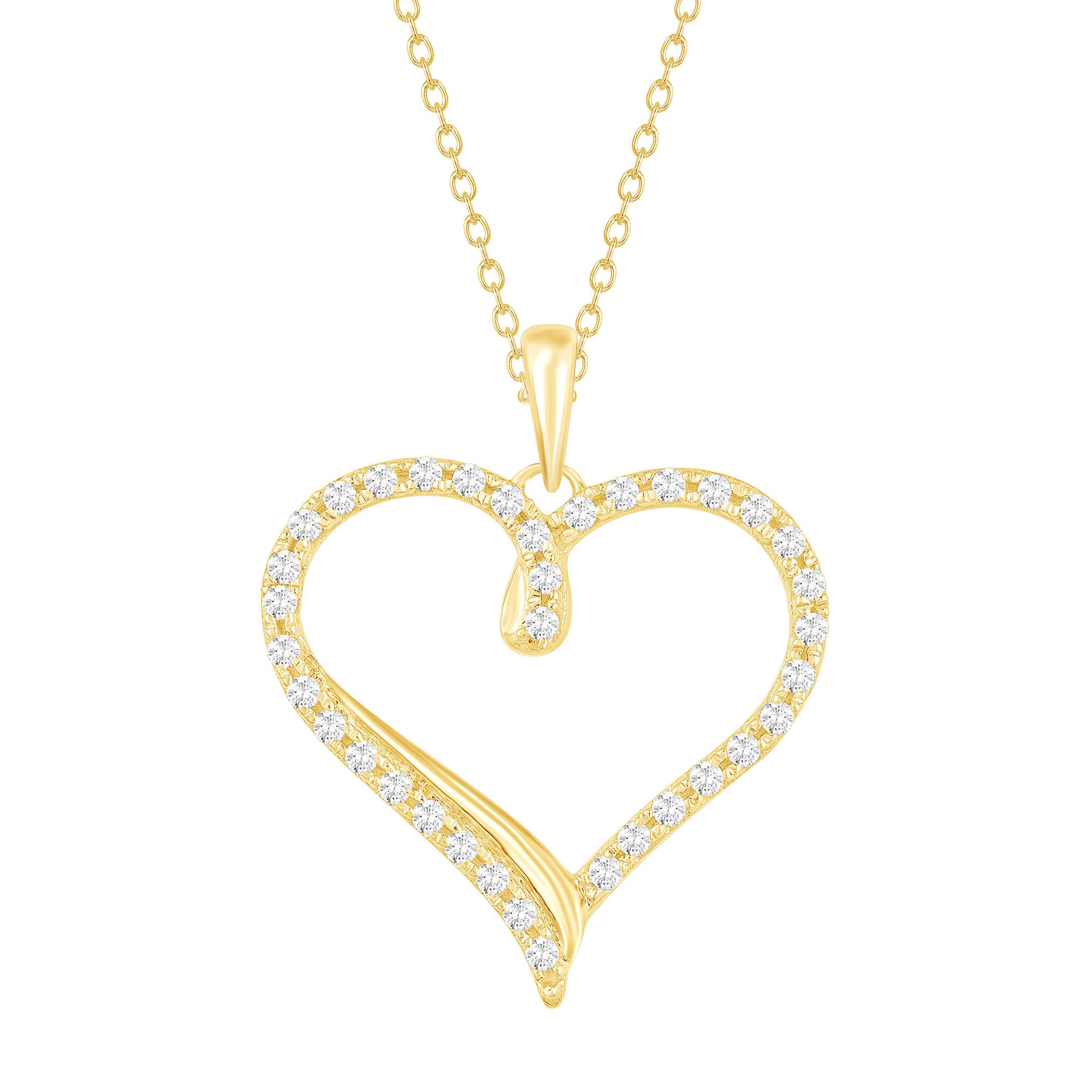 Diamond Heart Pendant in 10K Yellow Gold (1/4 ct. tw.)
