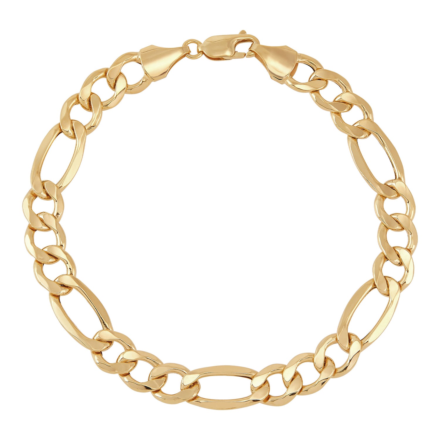 Figaro Bracelet in 10K Yellow Gold, 9mm, 9”
