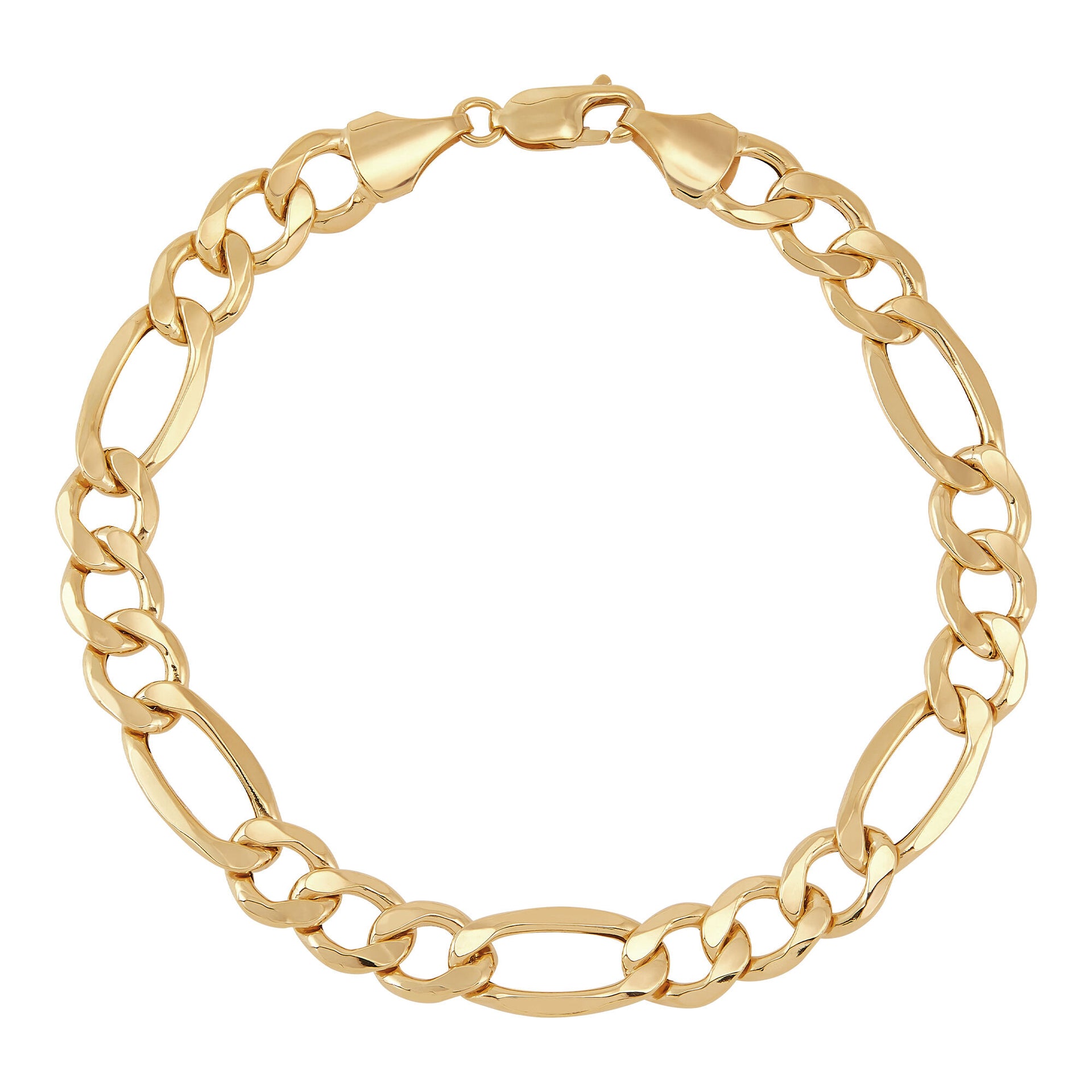 Figaro Bracelet in 10K Yellow Gold, 9mm, 9”