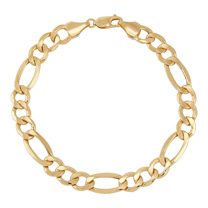 Figaro Bracelet in 10K Yellow Gold, 9mm, 9”