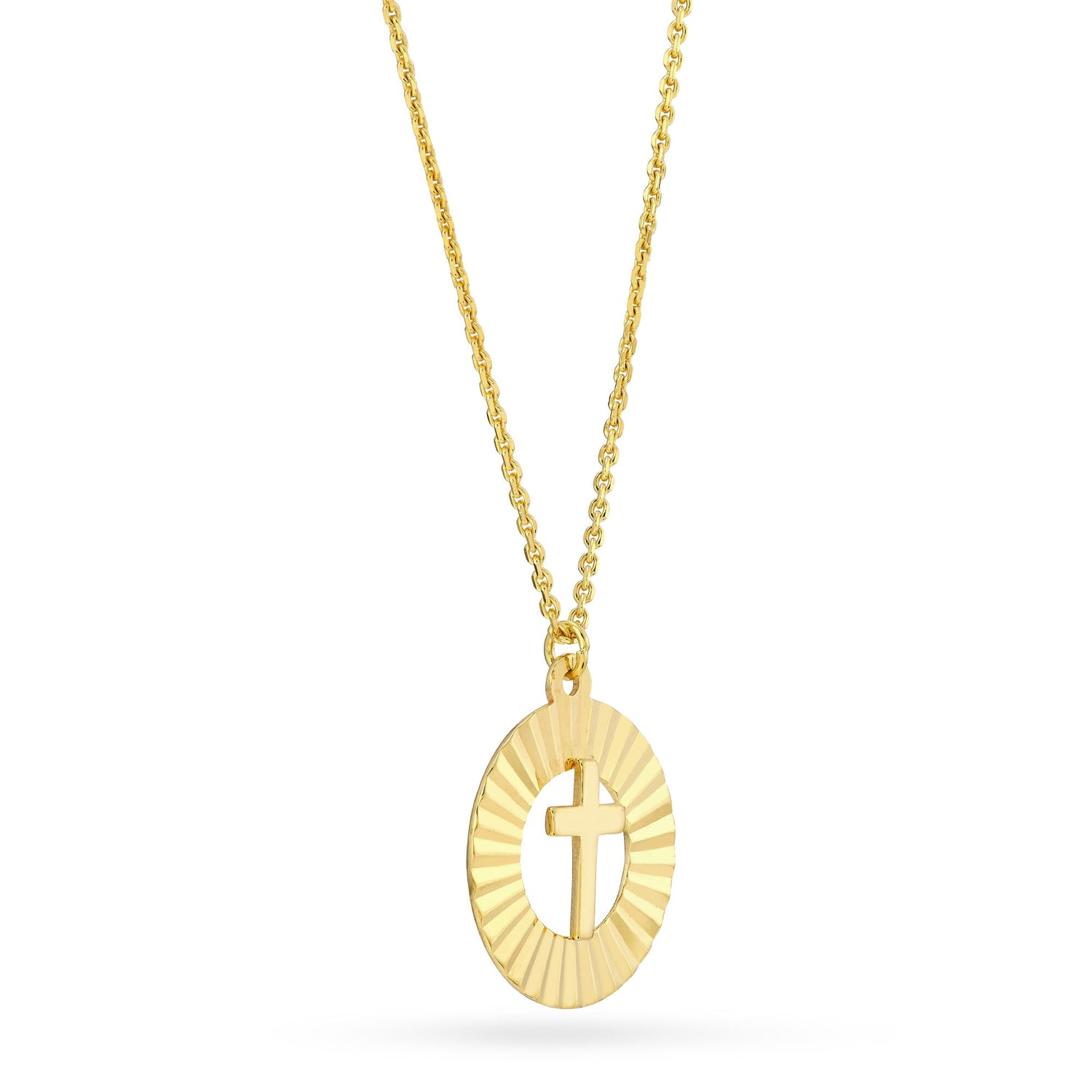 Radiant Cross Necklace in 14K Yellow Gold
