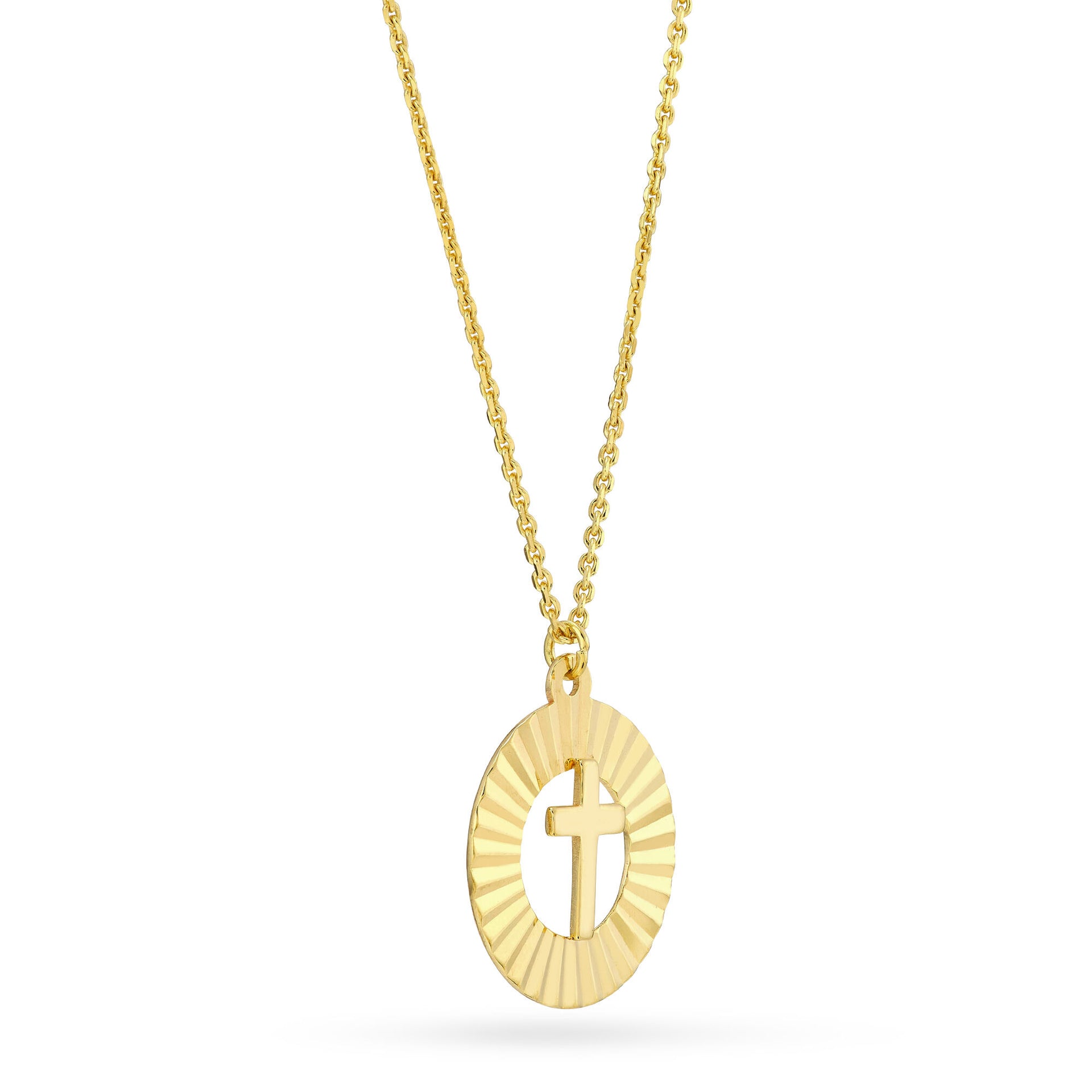 Radiant Cross Necklace in 14K Yellow Gold
