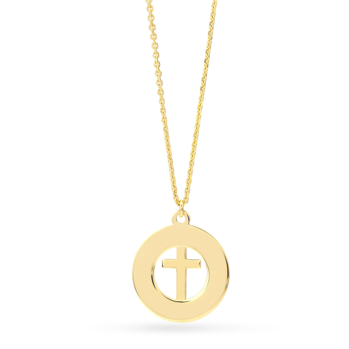 Radiant Cross Necklace in 14K Yellow Gold