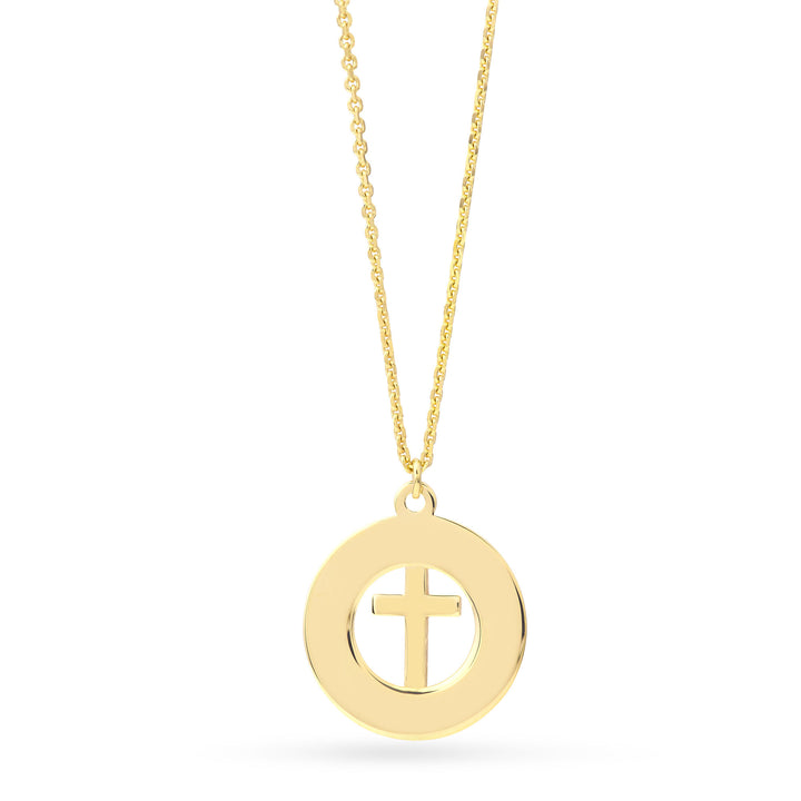 Radiant Cross Necklace in 14K Yellow Gold