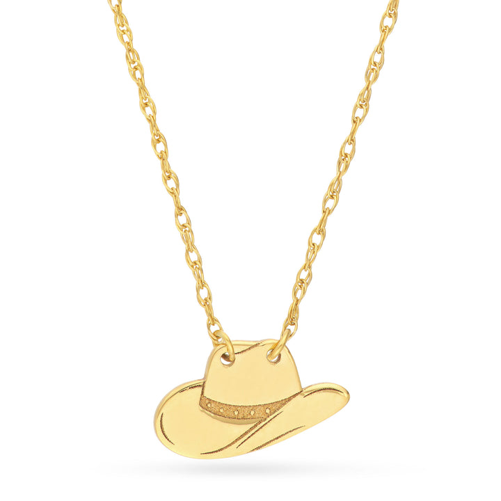 Cowboy Hat Necklace in 14K Yellow Gold