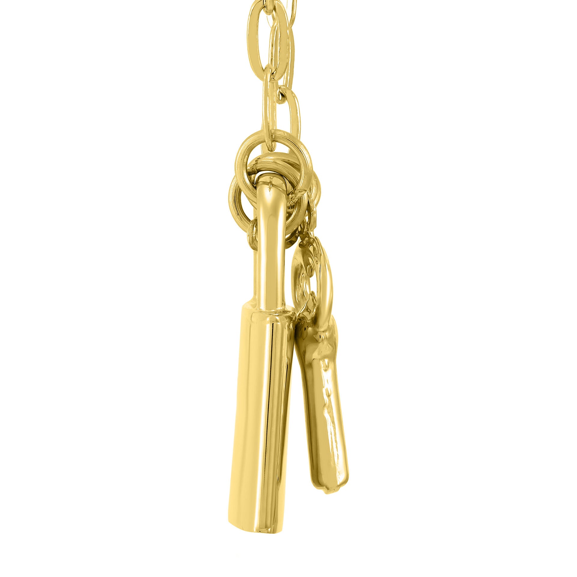 Lock and Key Paperclip Necklace in 14K Yellow Gold