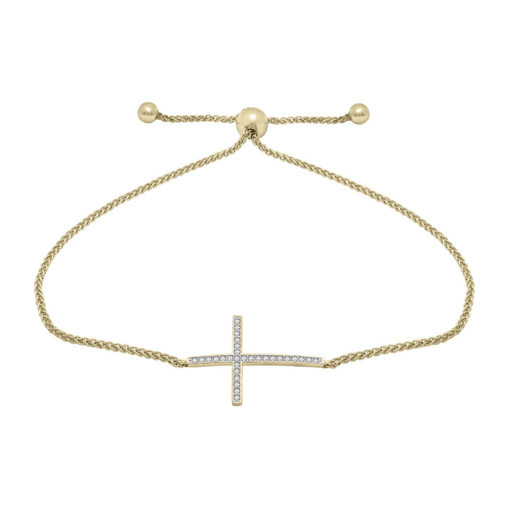 Diamond Cross Bolo Bracelet in 10K Yellow Gold (1/10 ct. tw.)
