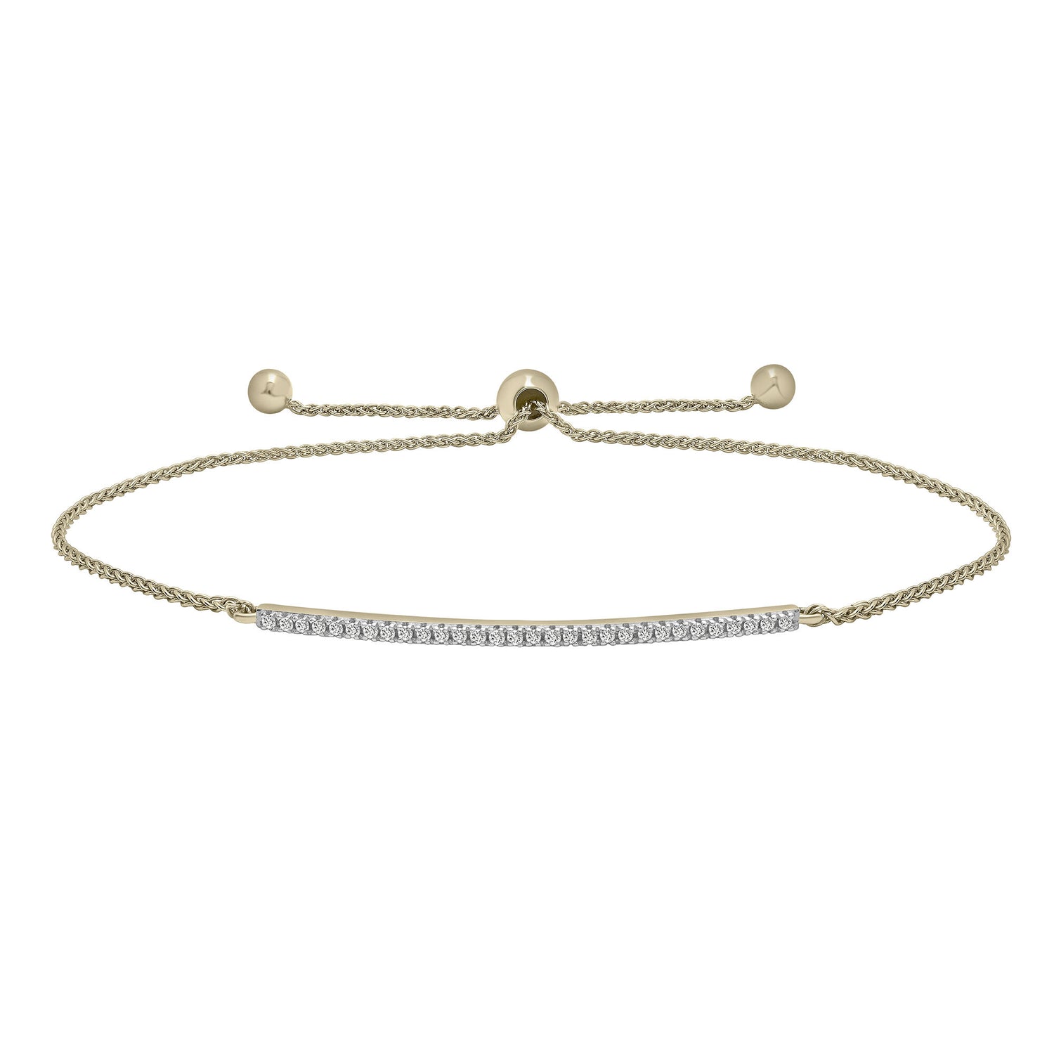 Diamond Bar Bolo Bracelet in 10K Yellow Gold (1/10 ct. tw.)
