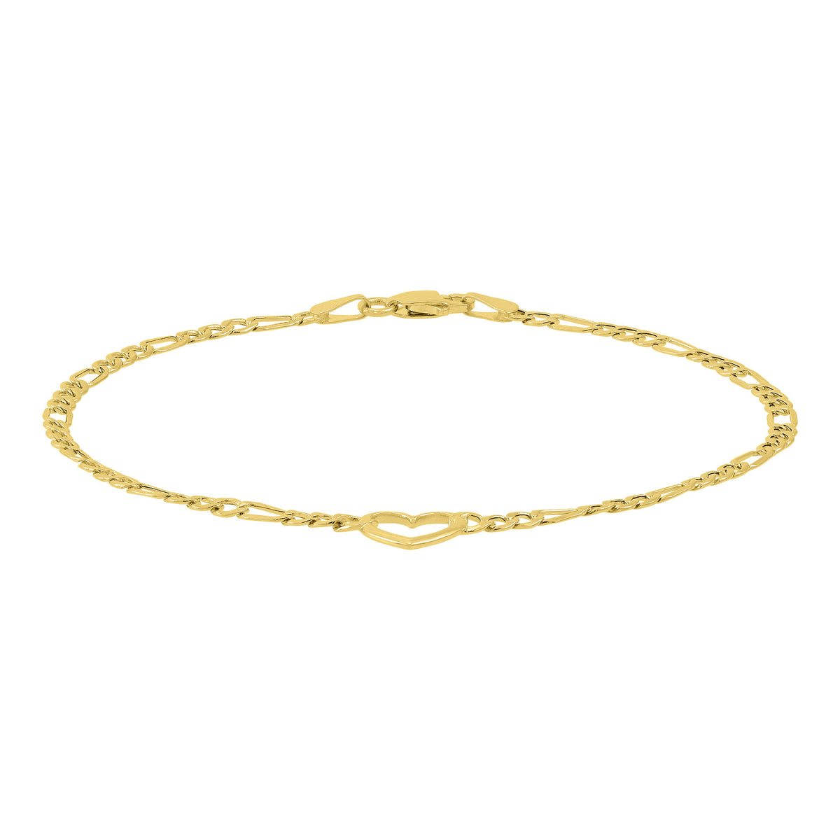 Open-Heart Figaro Bracelet in 14K Yellow Gold