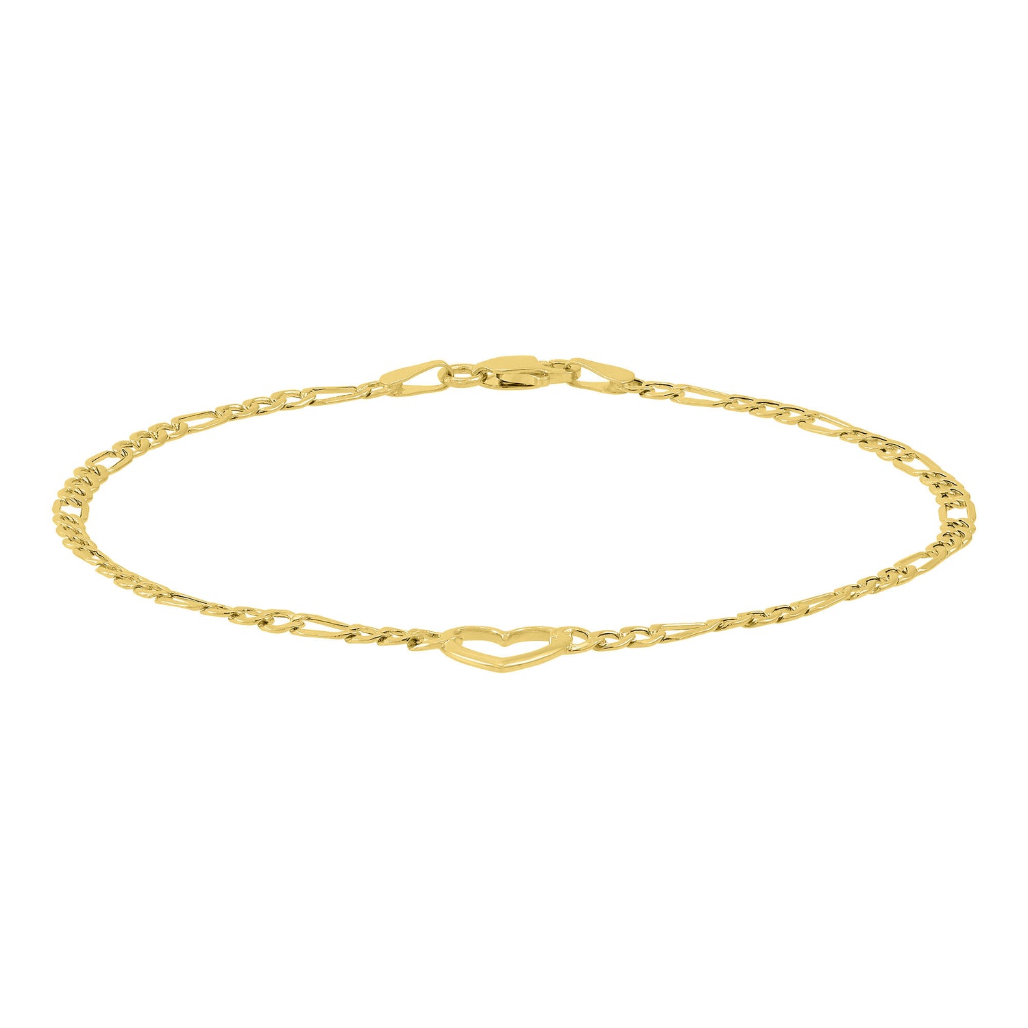 Open-Heart Figaro Bracelet in 14K Yellow Gold