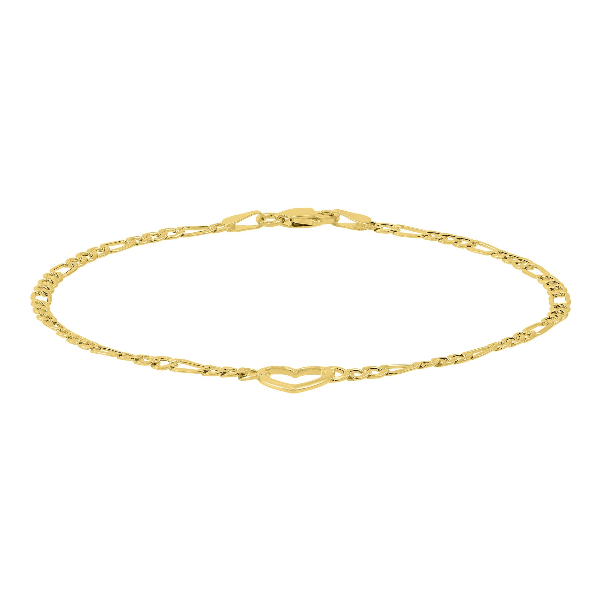 Open-Heart Figaro Bracelet in 14K Yellow Gold